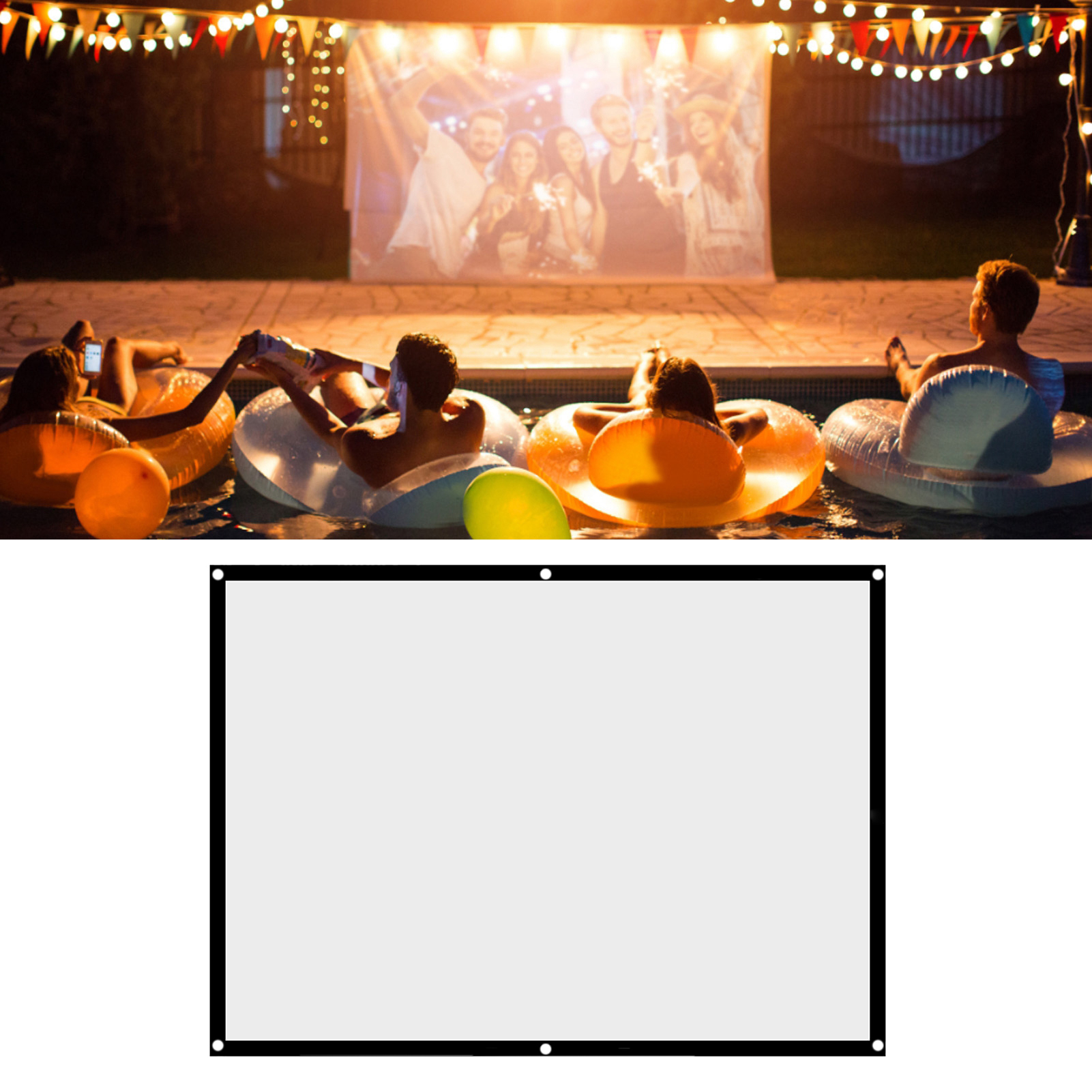 1pc Portable Foldable NOn Crease White Projector Curtain Projection Screen 4: 3 (100inch)