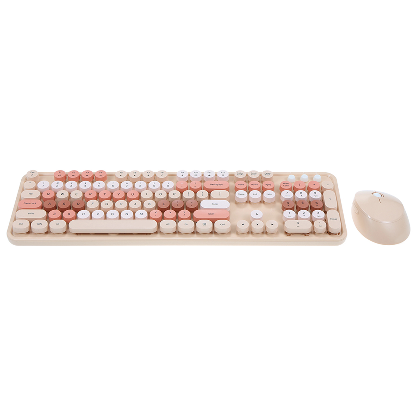Mofii Sweet Keyboard Mouse Combo Mixed Color 2.4G Wireless Keyboard Mouse Set Circular Suspension Key Cap For PC Laptop Light Brown 6