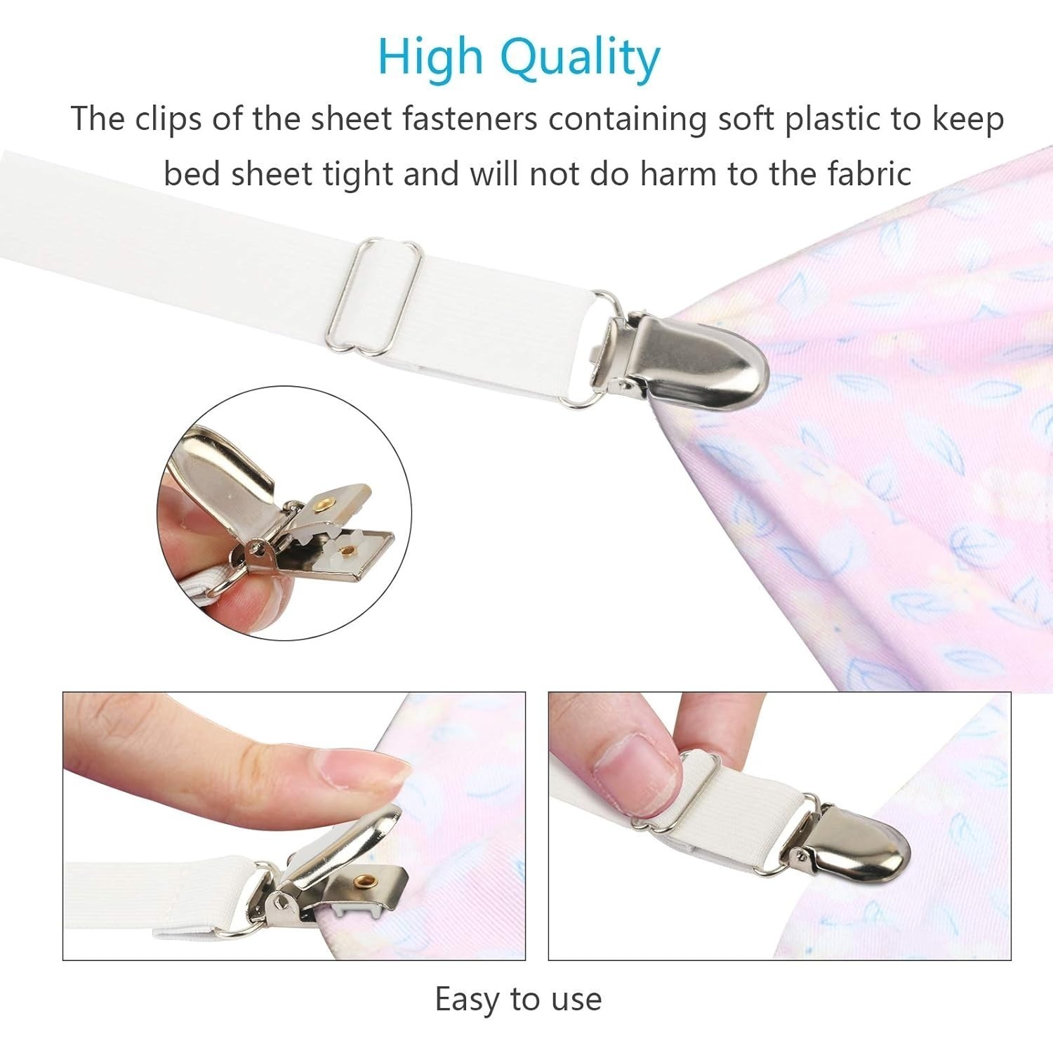 Sheet Straps - 8-Piece Set - Adjustable - White And Black — foto 3