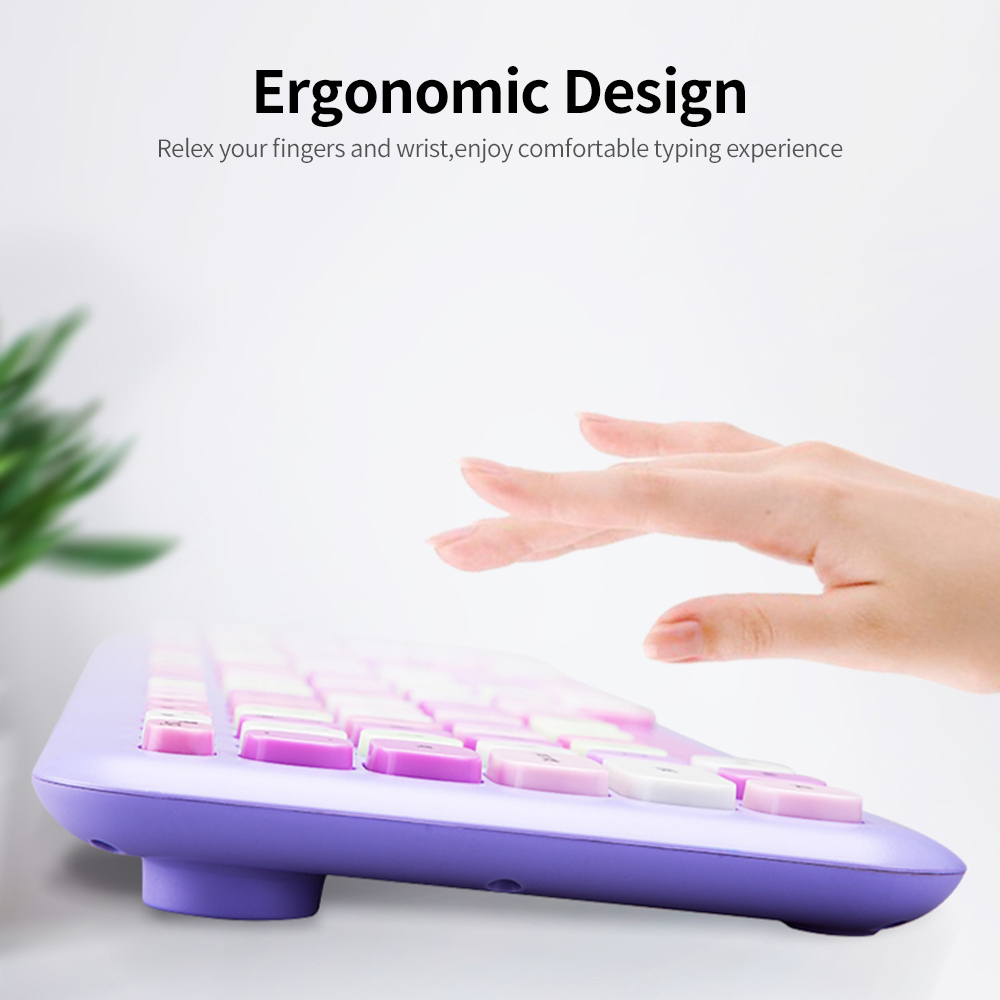 Mofii 666 Keyboard Mouse Combo Wireless 2.4G Mixed Color 110 Key Keyboard Mouse Set With Round Punk Keycaps For Girl Green 4
