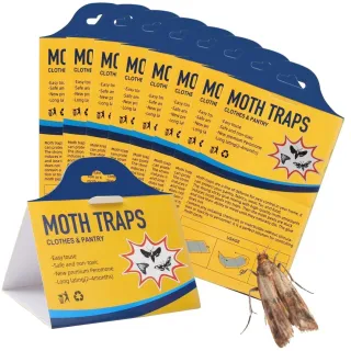 8-Pack Moth Traps For Food Moths & Clothes Moths - Food Moth Traps, Clothes Moth Traps, Sticky Pheromone Traps, Moth-Repellent Paper, Sticky Traps For Wardrobes, Kitchen, Multi-Ite