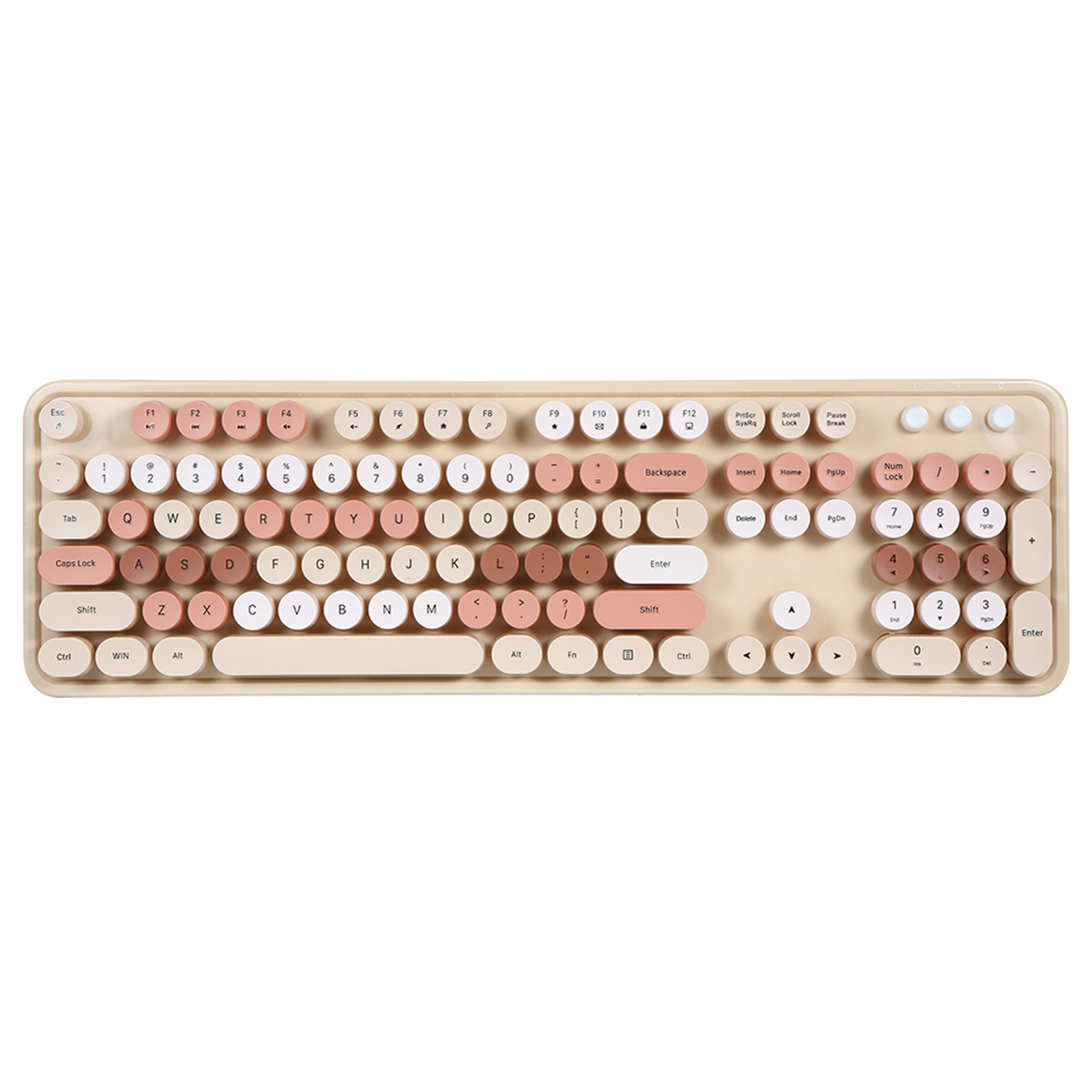 Mofii Sweet Keyboard Mouse Combo Mixed Color 2.4G Wireless Keyboard Mouse Set Circular Suspension Key Cap For PC Laptop Light Brown 4