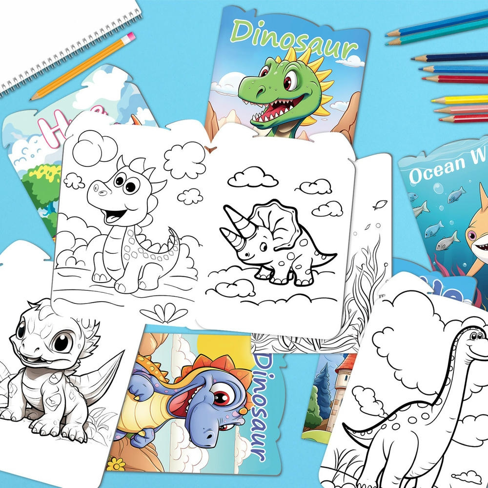 “Dinosaur” Children's Picture Book, 8 Pages Of Dinosaur Adventures, For An Entertaining Reading Experience—Party Accessory Set