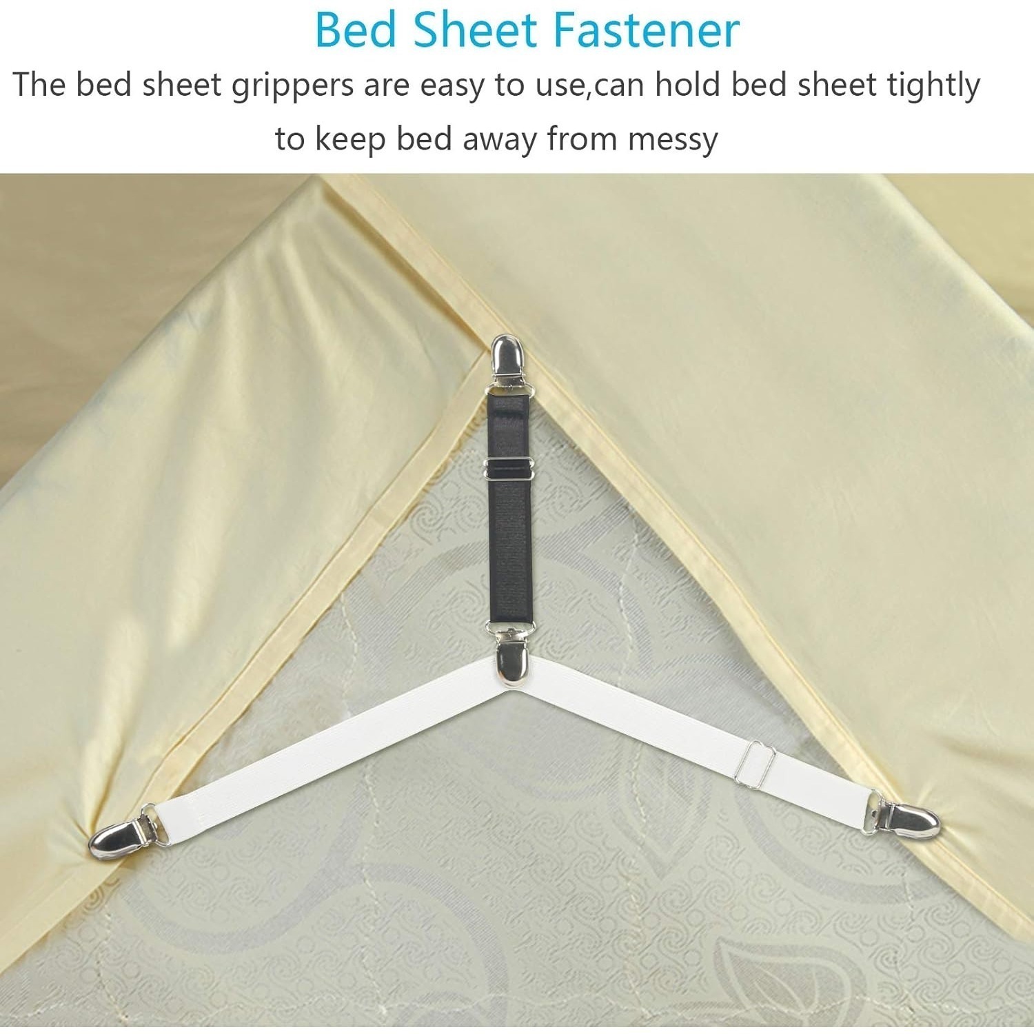Sheet Straps - 8-Piece Set - Adjustable - White And Black — foto 5