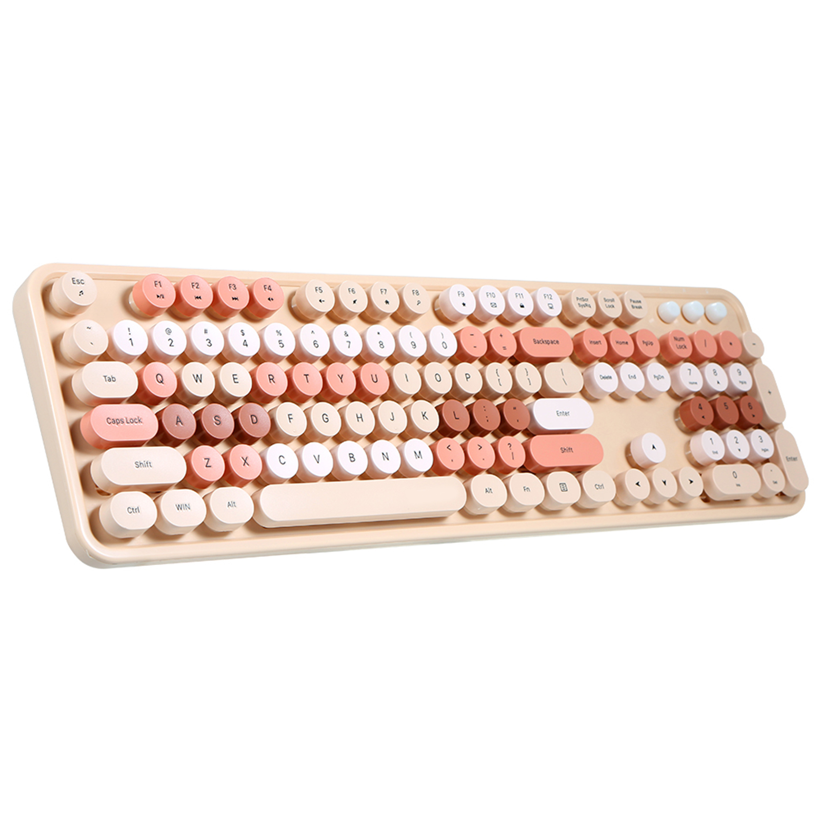 Mofii Sweet Keyboard Mouse Combo Mixed Color 2.4G Wireless Keyboard Mouse Set Circular Suspension Key Cap For PC Laptop Light Brown 3