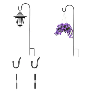 Pack Of 2 Garden Shepherd's Hooks, Metal Garden Stake Hooks, Lantern Holders, Iron Lantern Poles, Lanterns, Garden Stakes, Shepherd's Hooks For Solar Lights, Flower Balls, Birdhous