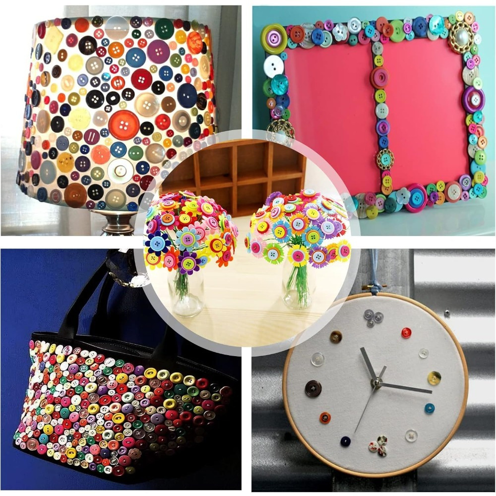 Assorted Buttons, 600-Piece Set: Multicolored Resin Buttons In Various Sizes For DIY Crafts And Party Supplies — foto 5