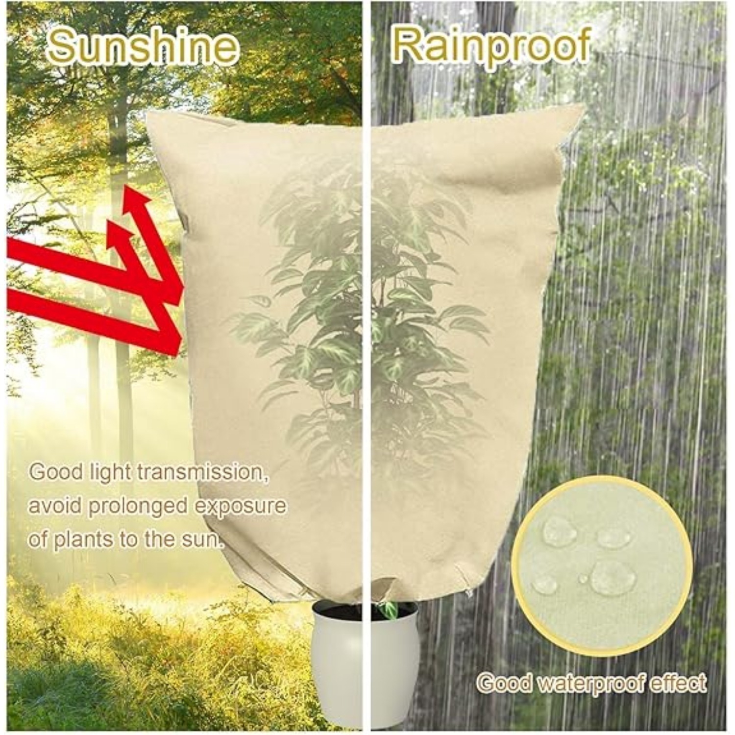 Light Yellow Plant Winter Protection 180 × 120 Cm Frost Protection Bag Winter Plant Protection Breathable Frost Protection Bag Reusable Winter Protection Cover — foto 5