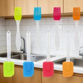 Silicone Brush & Spatula Set, 8-Piece Assorted Kitchen Accessories In 4 Colors (2 Of Each), Heat-Resistant Baking Brushes & Spatulas For Cooking & Baking, Nonstick Kitchen Tools & 