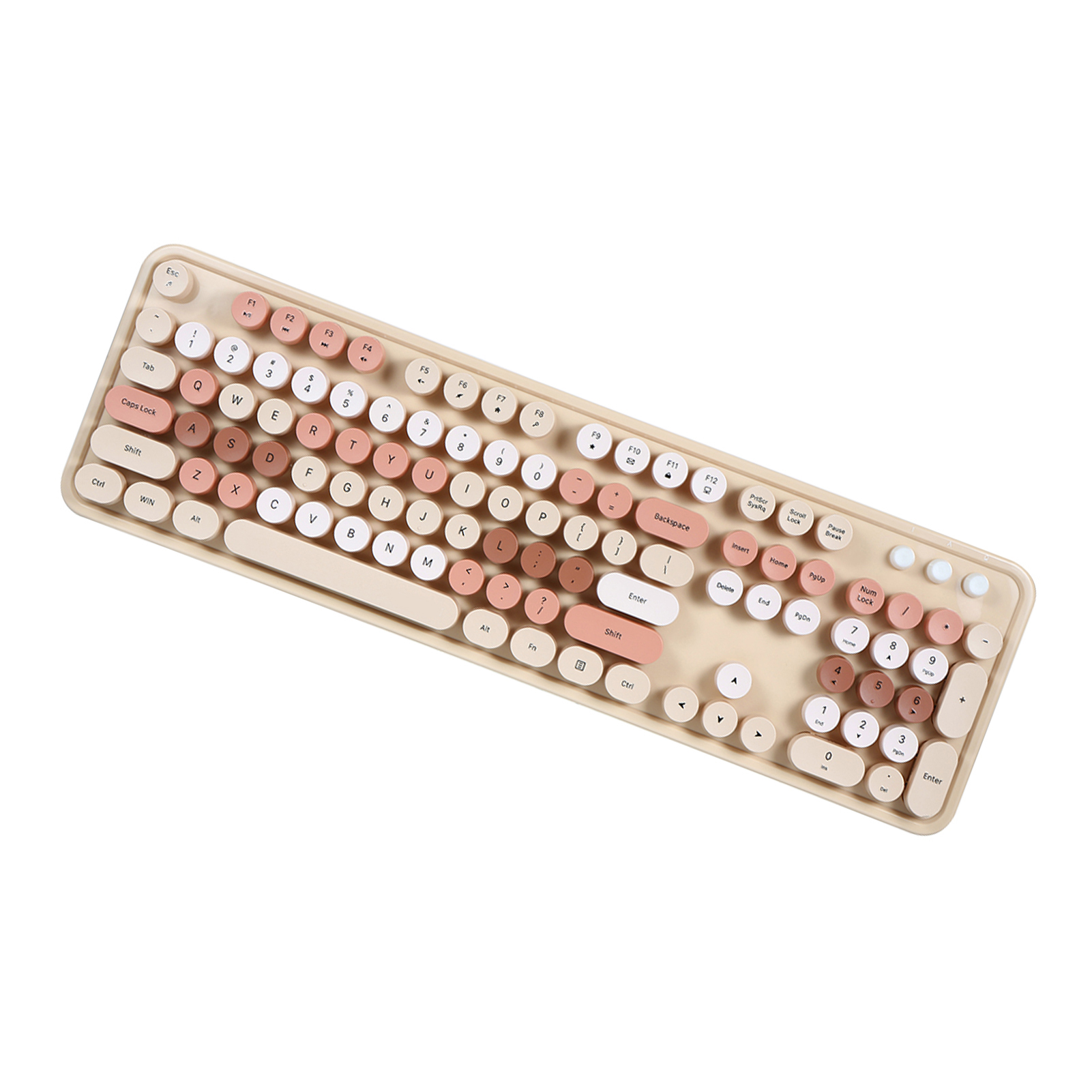 Mofii Sweet Keyboard Mouse Combo Mixed Color 2.4G Wireless Keyboard Mouse Set Circular Suspension Key Cap For PC Laptop Light Brown 2