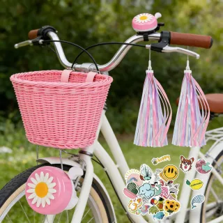 Pink Bike Basket Set - Practical Storage For Bicycle Use - Party Accessory Set