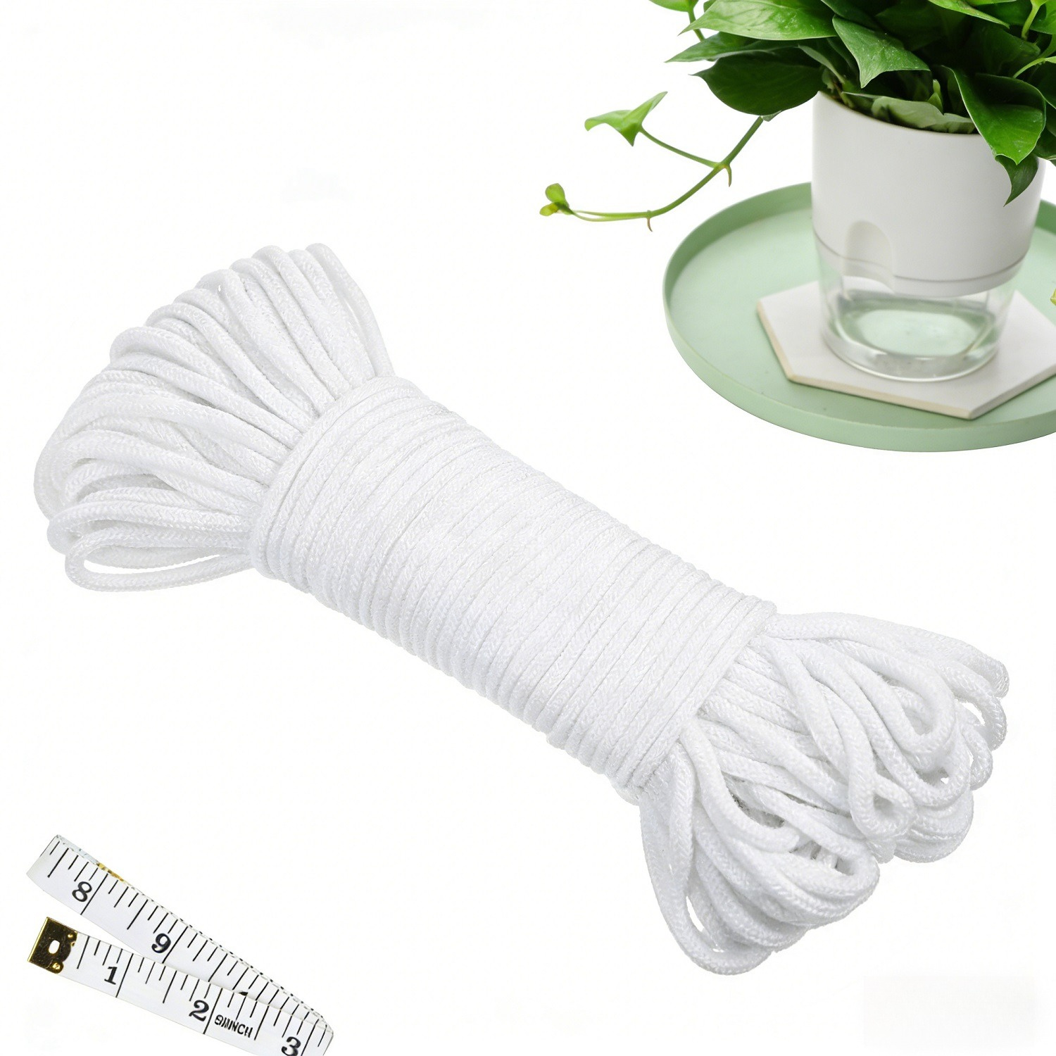 Self-Watering Wicking Kit, 50 M Watering Cord + 1 Measuring Tape, Practical Watering Kit For Even Water Distribution In Houseplants—Industrial Fittings — foto 2