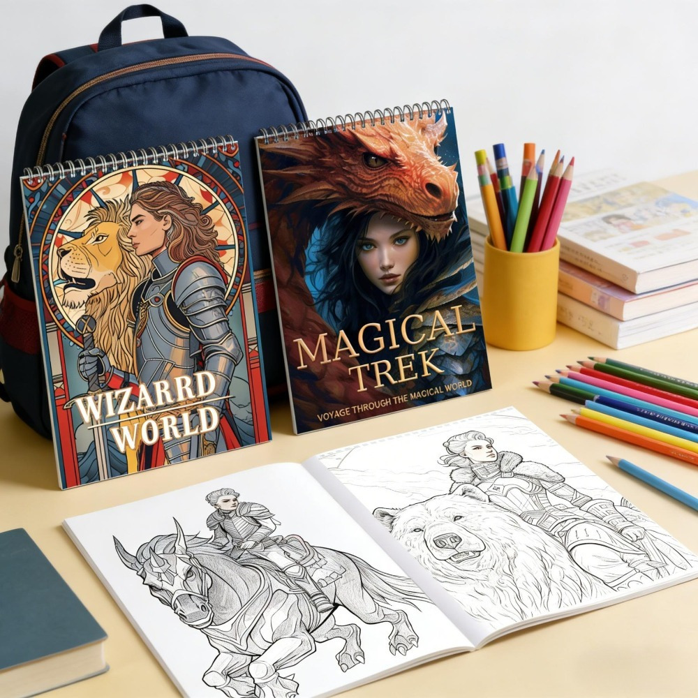 Magical Coloring Book 2-Pack, Adult Coloring Book: Fantasy World, Enchanting Landscapes Coloring Book For Adults, Creative Coloring Books For Relaxati