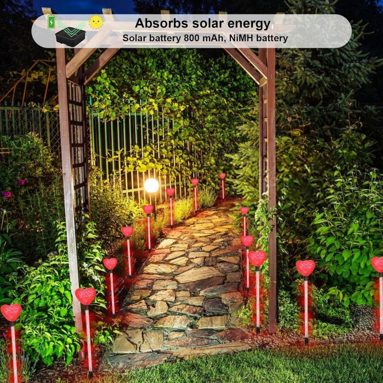 8-Pack Heart-Shaped Garden Maypole Hearts, Wedding Decor, Marriage Proposal, “Marry Me” Decor, Wedding Decor, Solar Lights For Outdoor Use, For Patio, Lawn, Garden, Yard, And Pathways — foto 4
