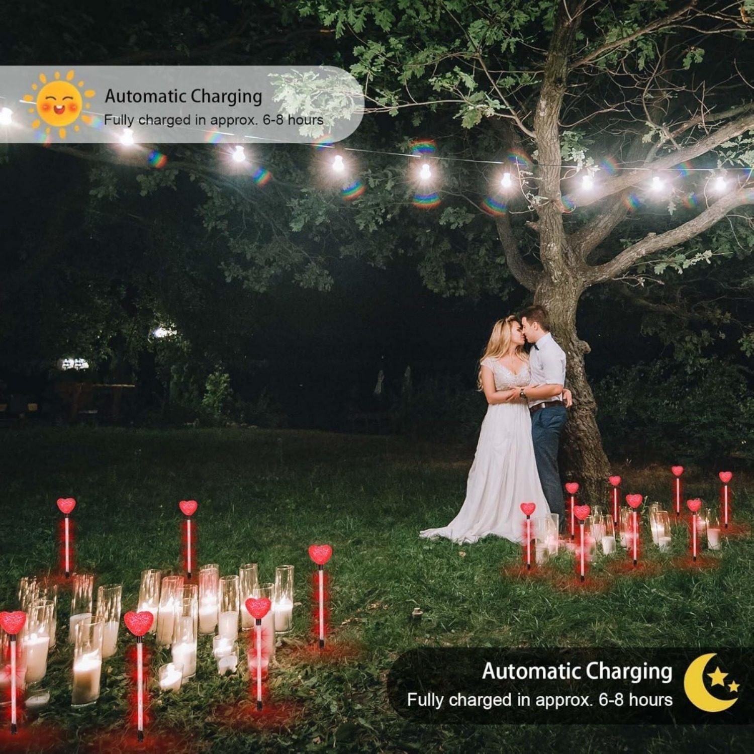 8-Pack Heart-Shaped Garden Maypole Hearts, Wedding Decor, Marriage Proposal, “Marry Me” Decor, Wedding Decor, Solar Lights For Outdoor Use, For Patio, Lawn, Garden, Yard, And Pathways — foto 2