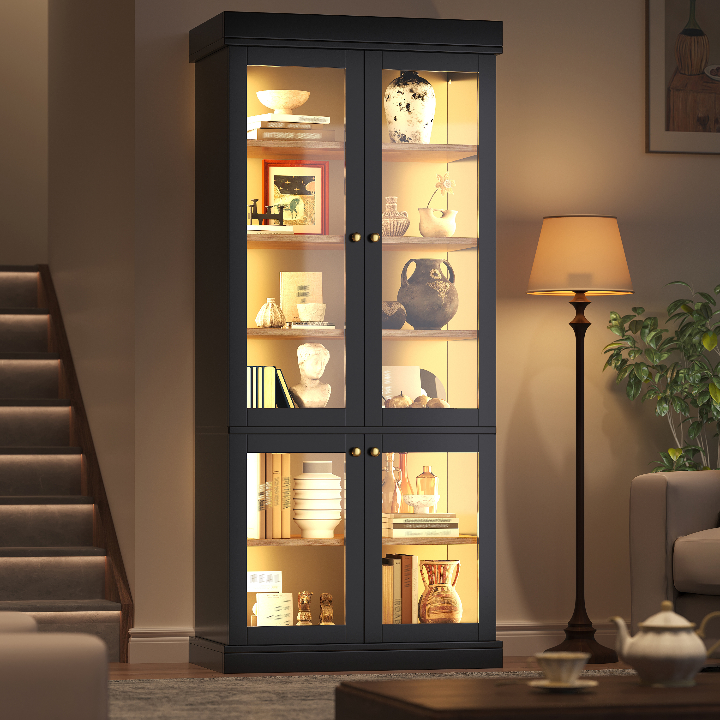 Modern Freestanding Cabinet With Integrated LED Mood Lighting, Glass Display — image 2