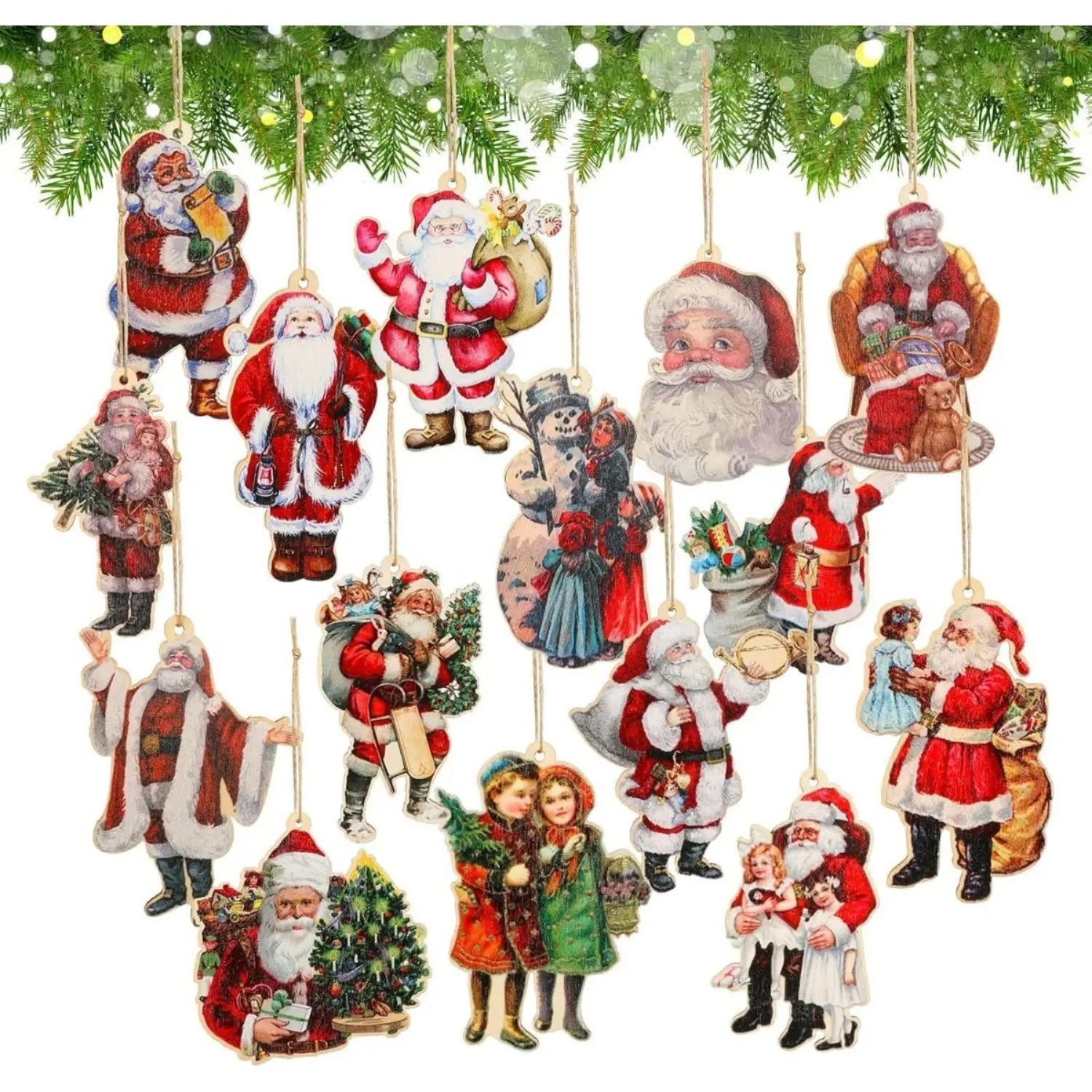 45-Piece Set Of Christmas Ornaments: Wooden Tree