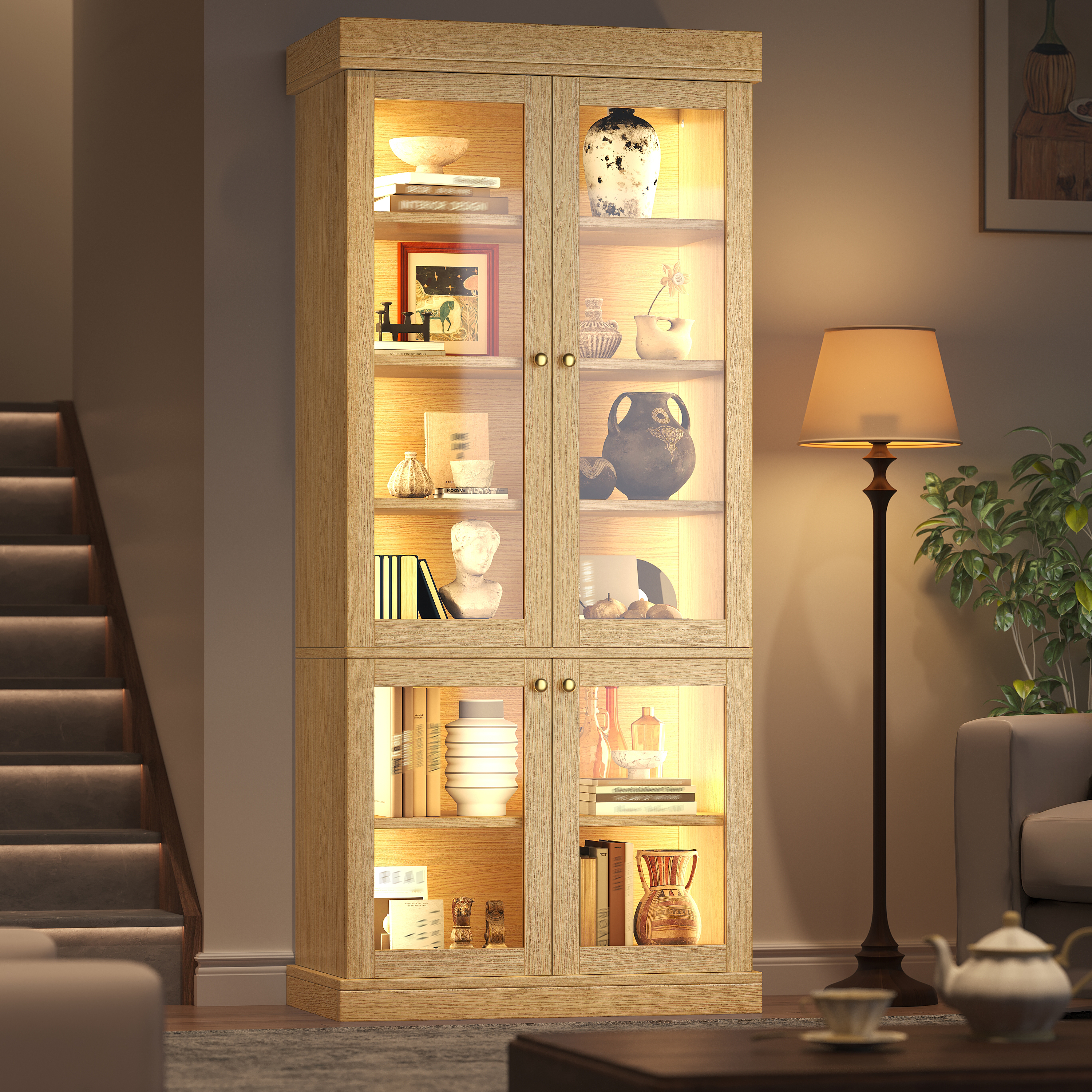 Modern Freestanding Cabinet With Integrated LED Mood Lighting, Glass Display — image 3