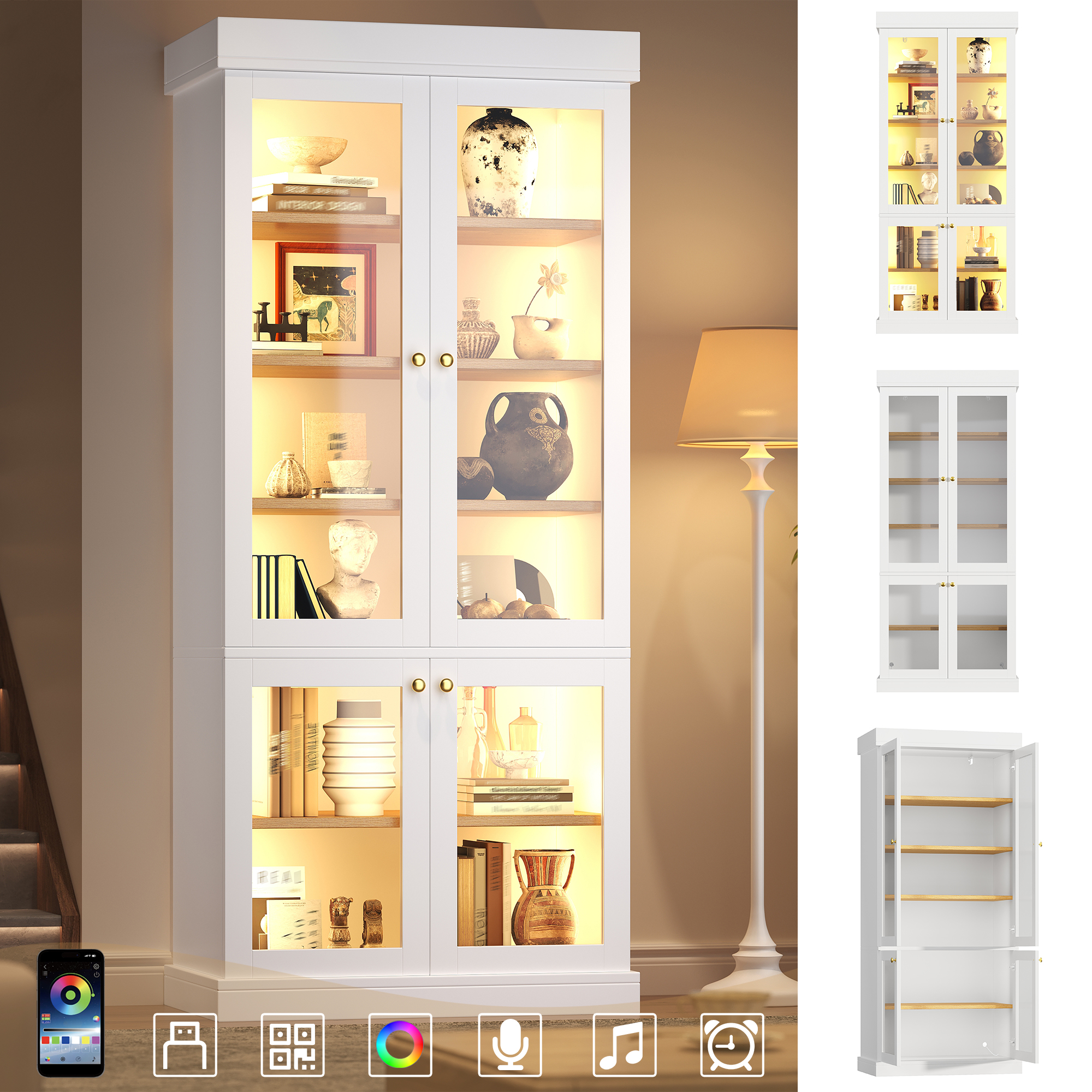 Modern Freestanding Cabinet With Integrated LED Mood Lighting, Glass Display — image 3