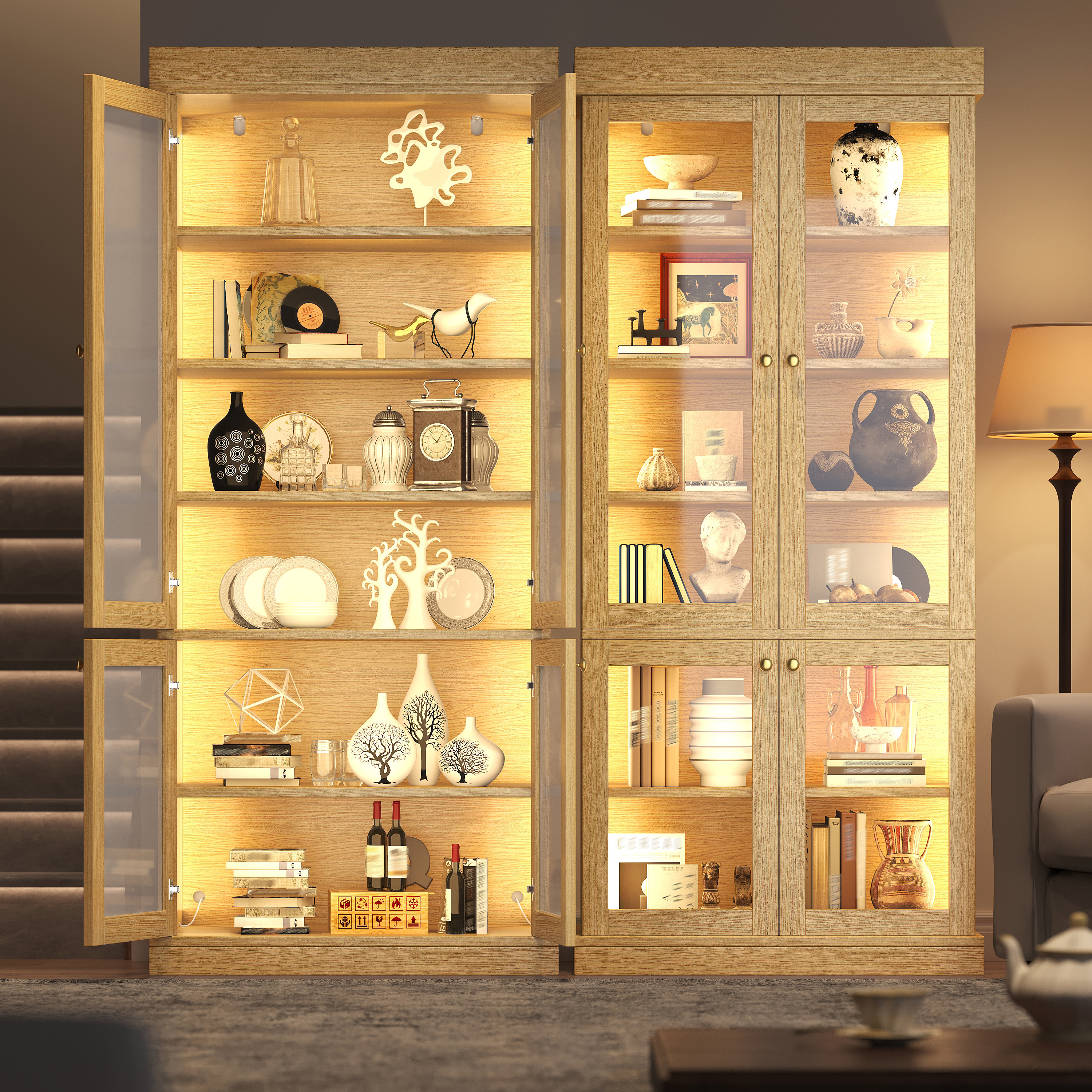 Modern Freestanding Cabinet With Integrated LED Mood Lighting, Glass Display — image 5