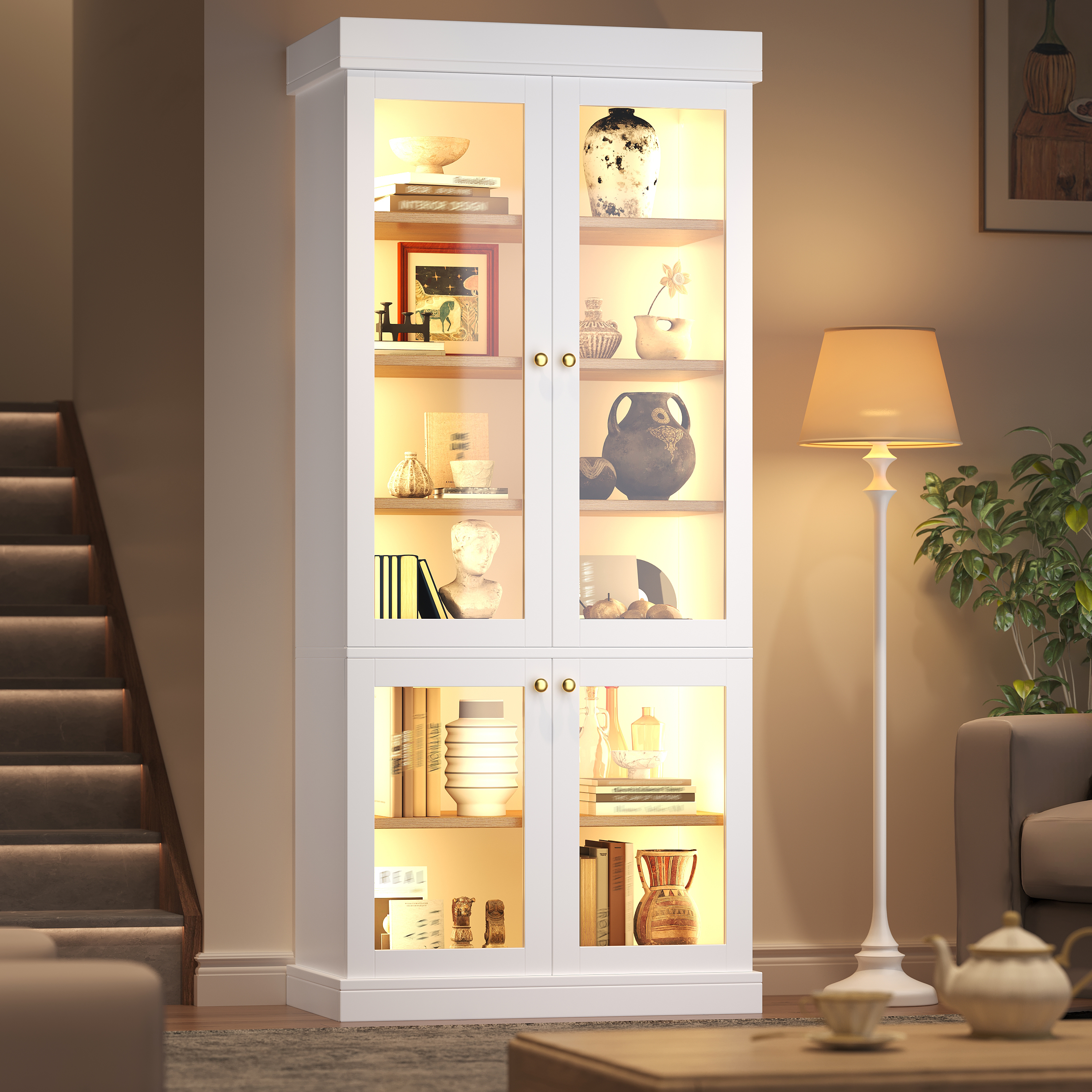 Modern Freestanding Cabinet With Integrated LED Mood Lighting, Glass Display — image 3