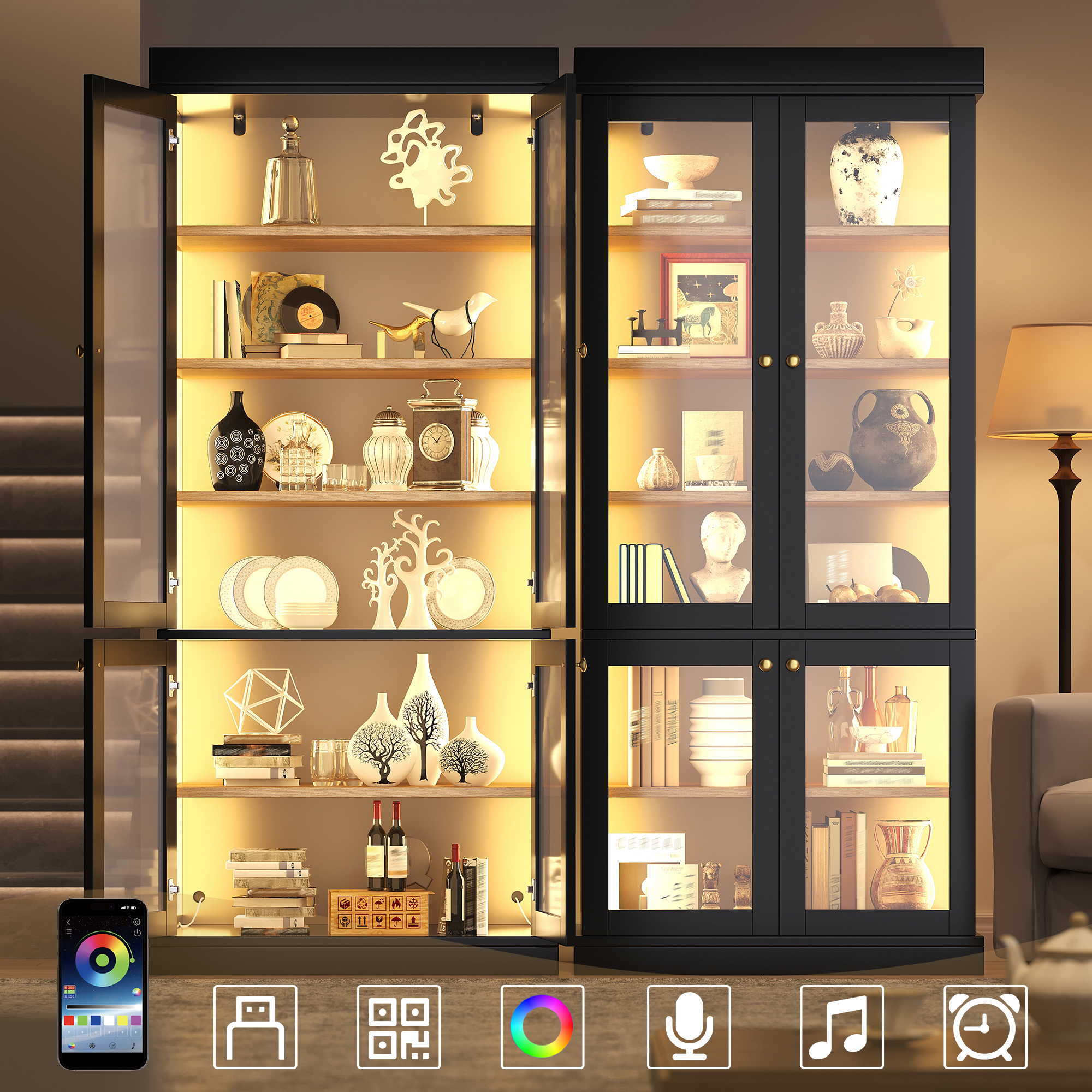 Modern Freestanding Cabinet With Integrated LED Mood Lighting, Glass Display — image 4