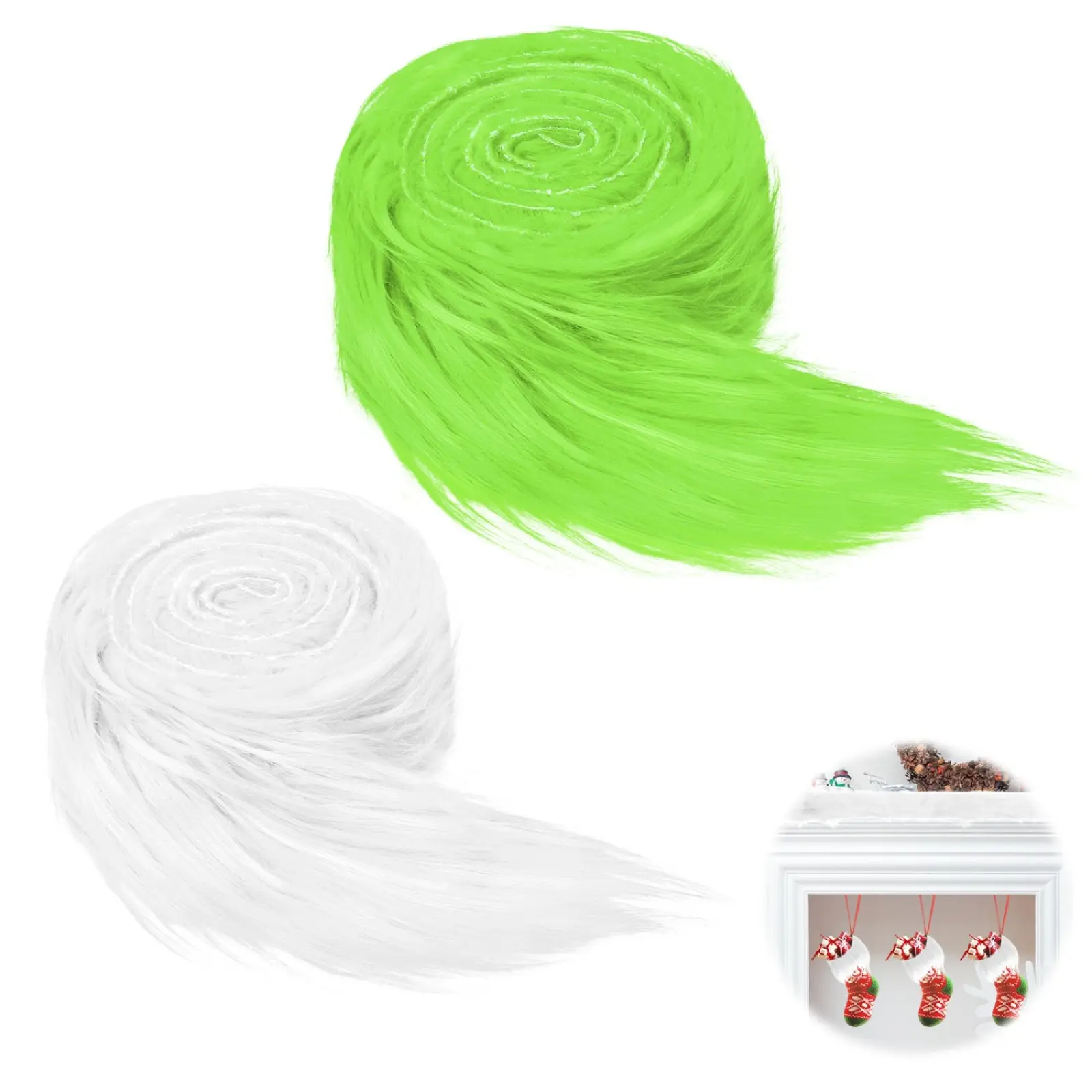 2 X Christmas Ribbon, Shaggy Plush Faux