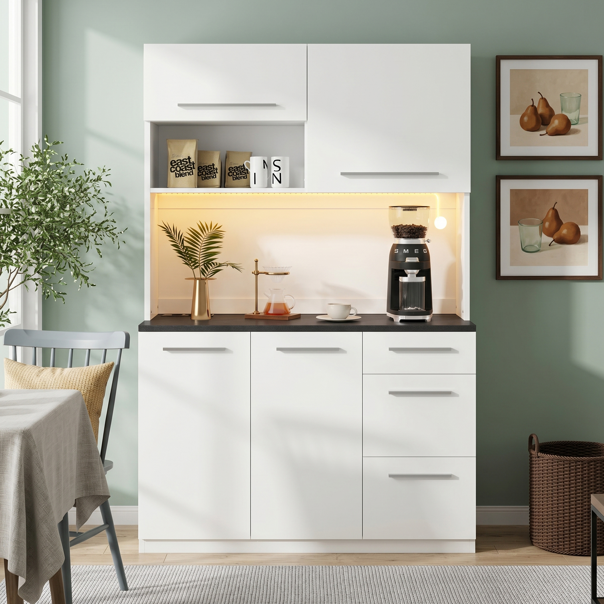 Sideboard, Dining Room Tall Cabinet 120x40x180 Cm, Multi-tiered Storage Space — image 2