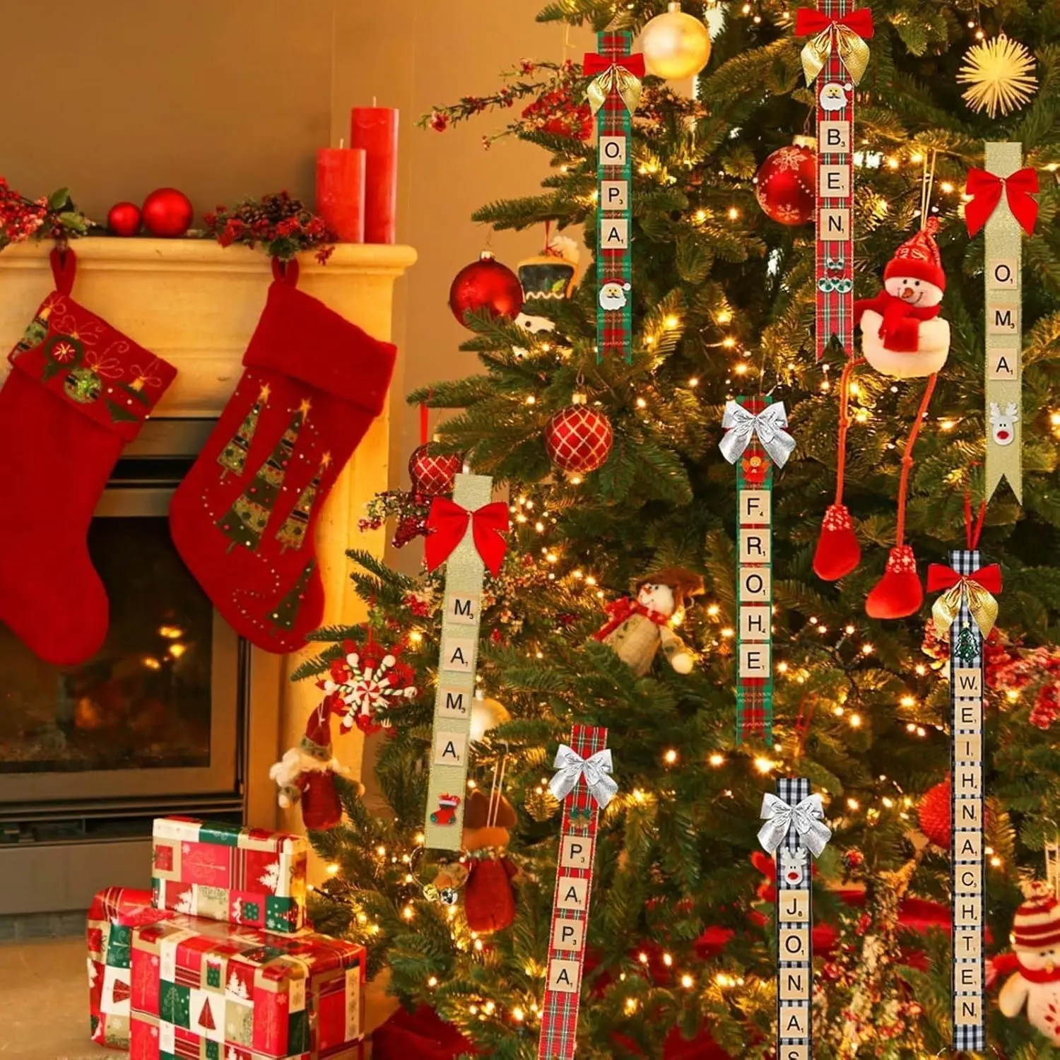 Christmas Gift Decoration Ribbon Set Hooks Tree