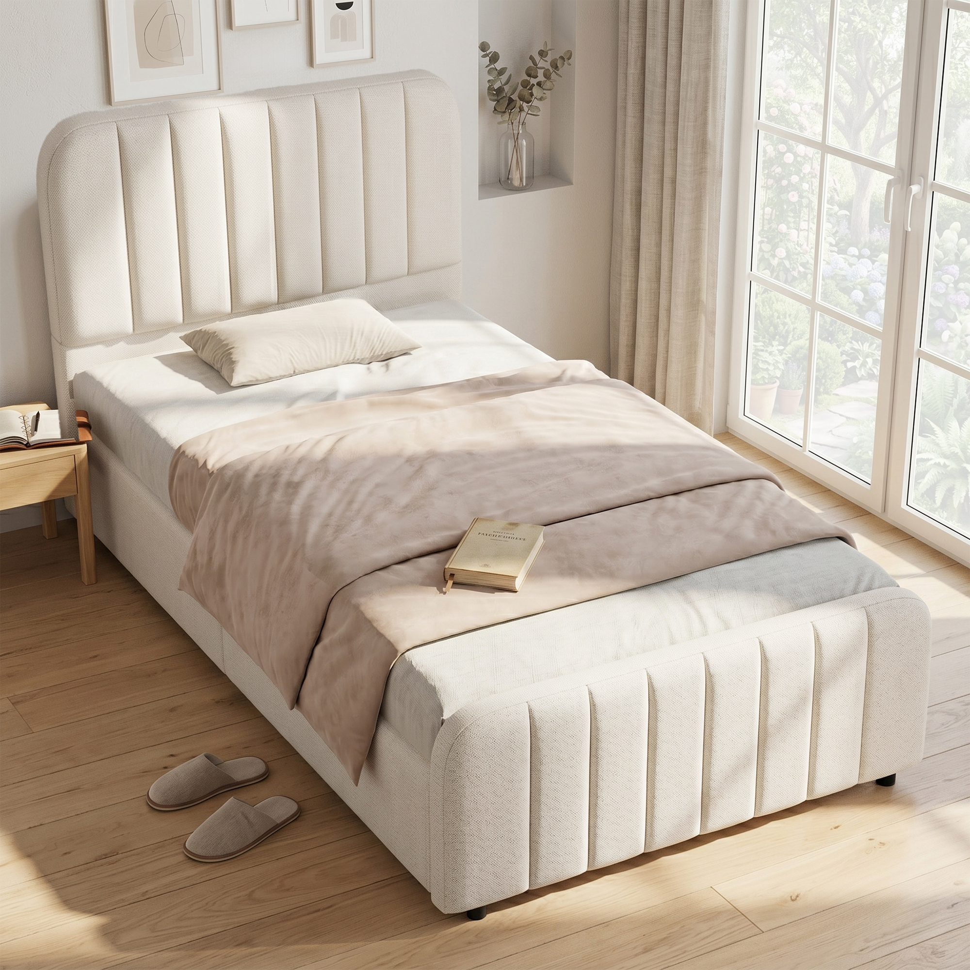 Modern Upholstered Storage Bed 3FT Single 90 X 190 Cm Hydraulic Ottoman Frame — image 5