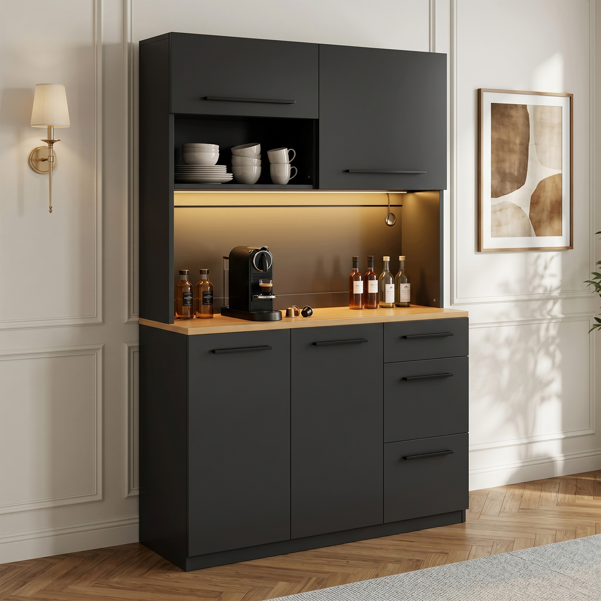 Sideboard, Dining Room Tall Cabinet 120x40x180 Cm, Multi-tiered Storage Space — image 5