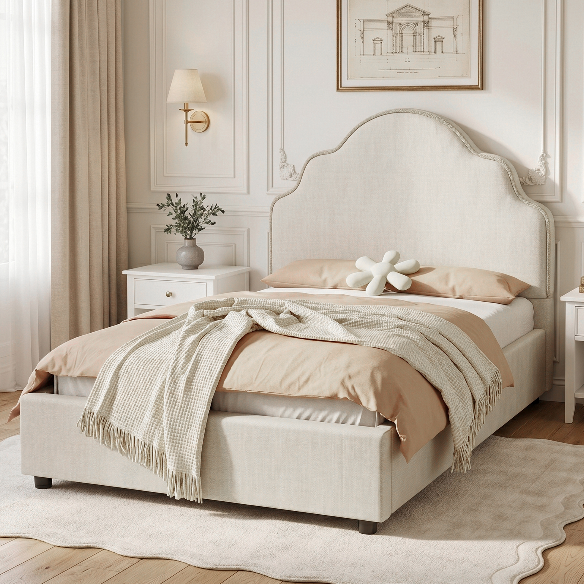 Cadre de lit rembourré festonné pour enfants 3 pieds simple 90 x 190 cm - lit de – Image 2