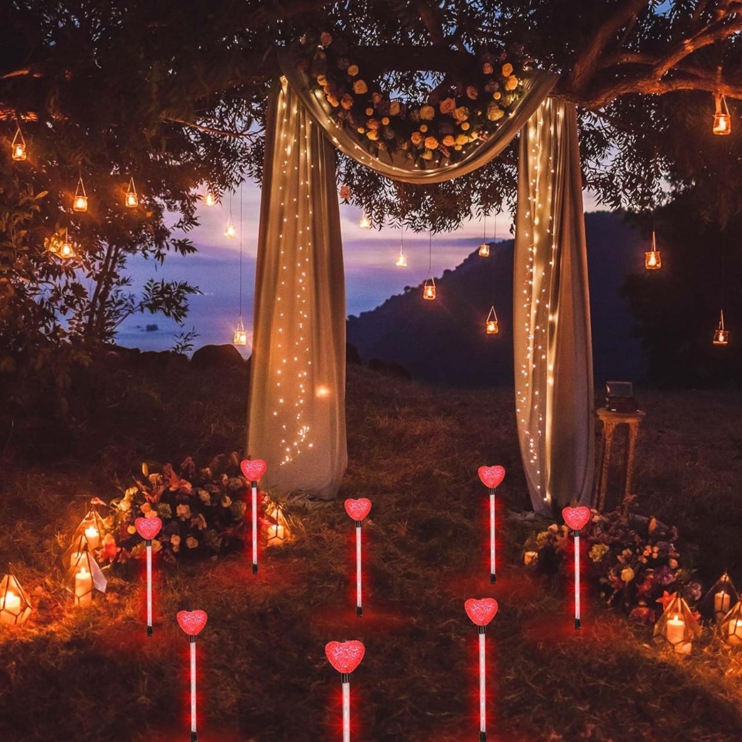 8-Pack Heart-Shaped Garden Maypole Hearts, Wedding Decor, Marriage Proposal, “Marry Me” Decor, Wedding Decor, Solar Lights For Outdoor Use, For Patio, Lawn, Garden, Yard, And Pathways — foto 3