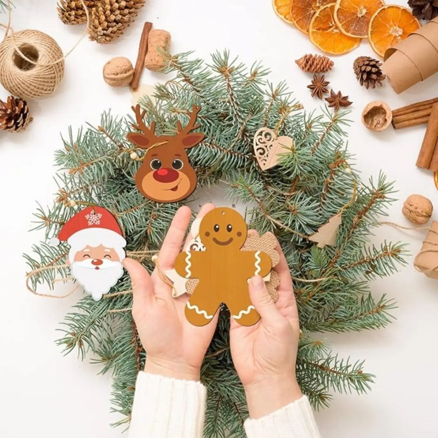 24-Piece Christmas Craft Set:Wooden Crafts To Paint