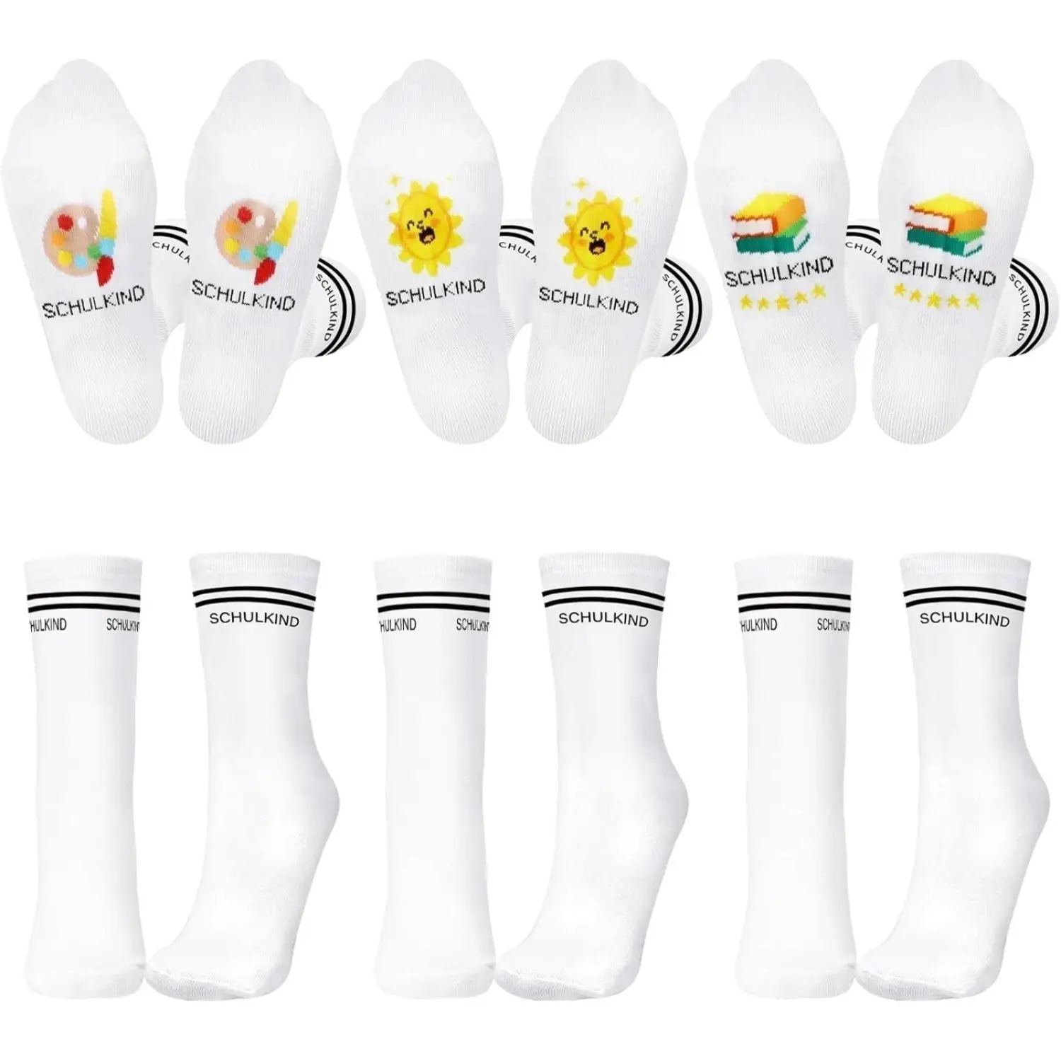 3 Pairs Of Socks, Back-to-school, First Day Of School Socks (white), Fun Socks, Sneaker Socks, First-day-of-school Gift For The First Day Of School, Back-to-sch