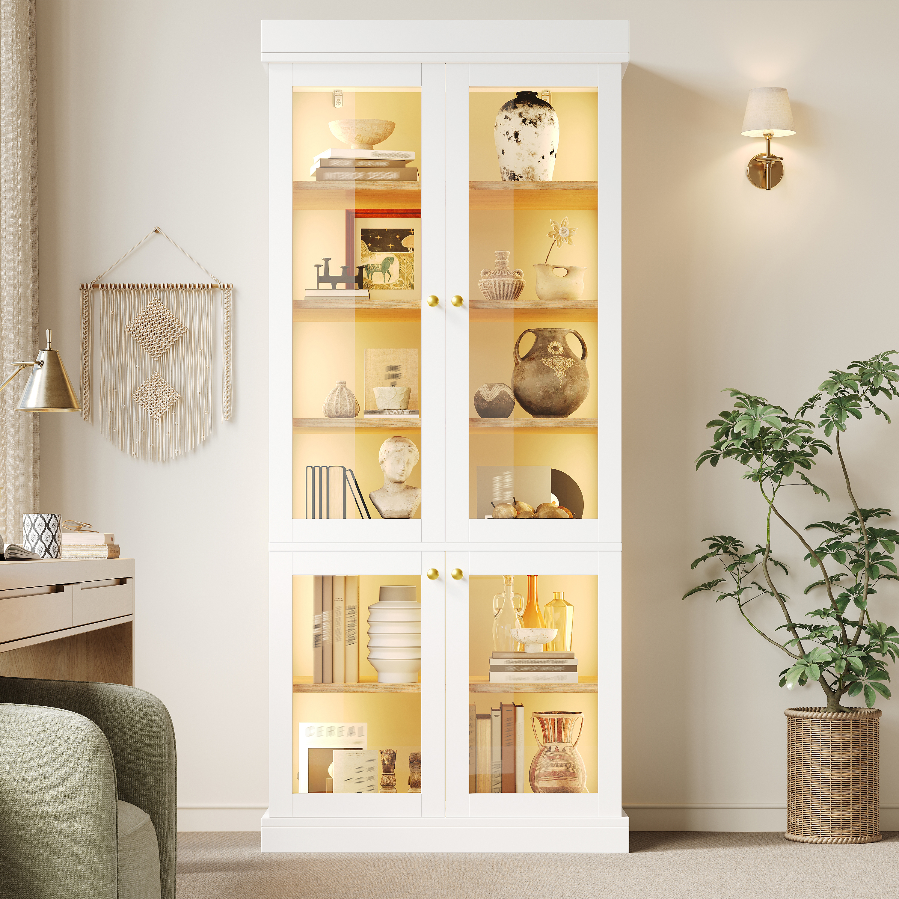 Modern Freestanding Cabinet With Integrated LED Mood Lighting, Glass Display — image 5