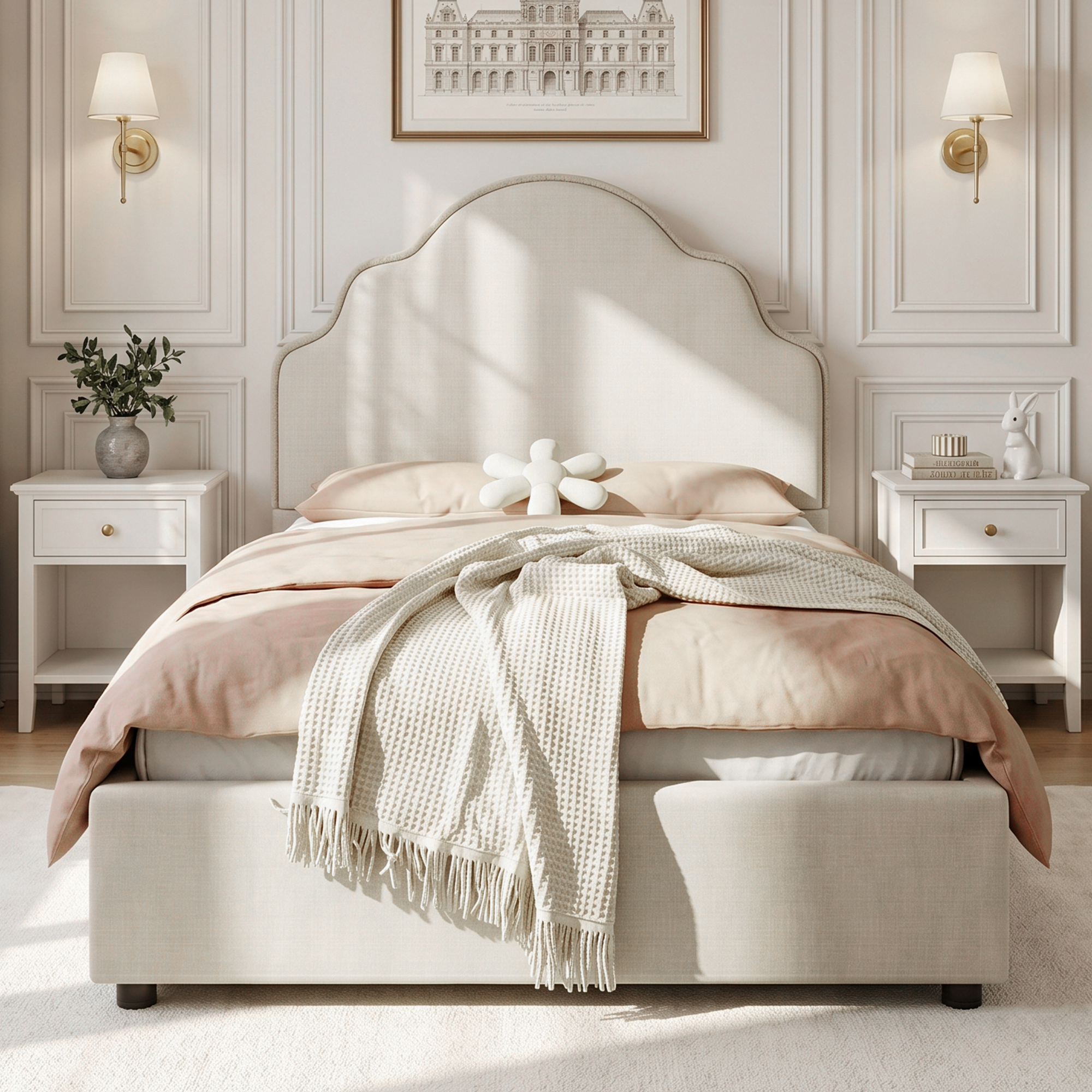 Cadre de lit rembourré festonné pour enfants 3 pieds simple 90 x 190 cm - lit de