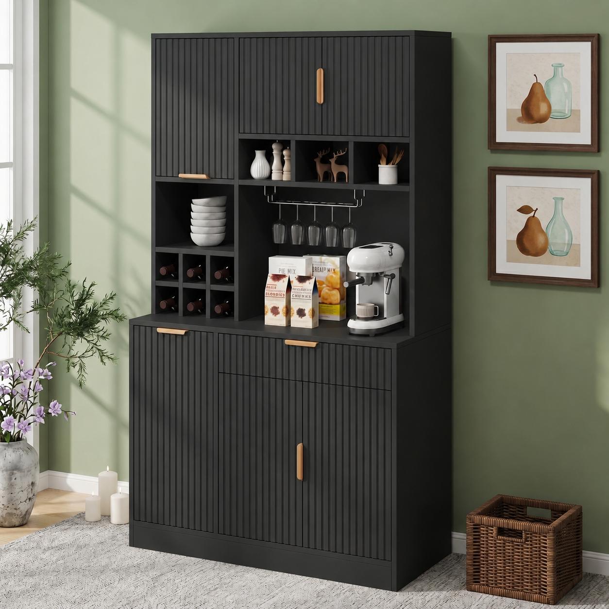 Sideboard, Dining Room Tall Cabinet 100x40x175 Cm, Multi-tiered Storage Space — image 5