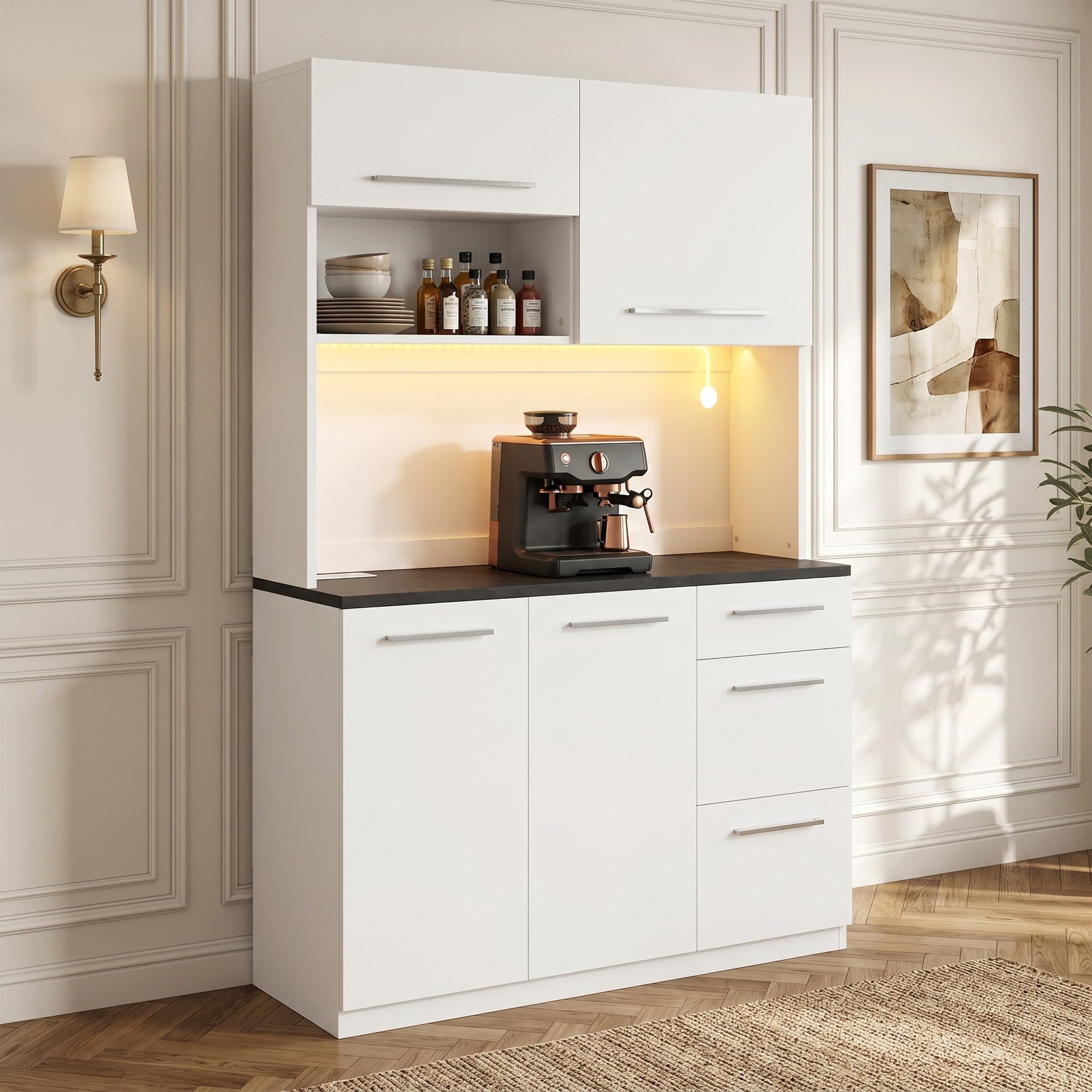 Sideboard, Dining Room Tall Cabinet 120x40x180 Cm, Multi-tiered Storage Space — image 5