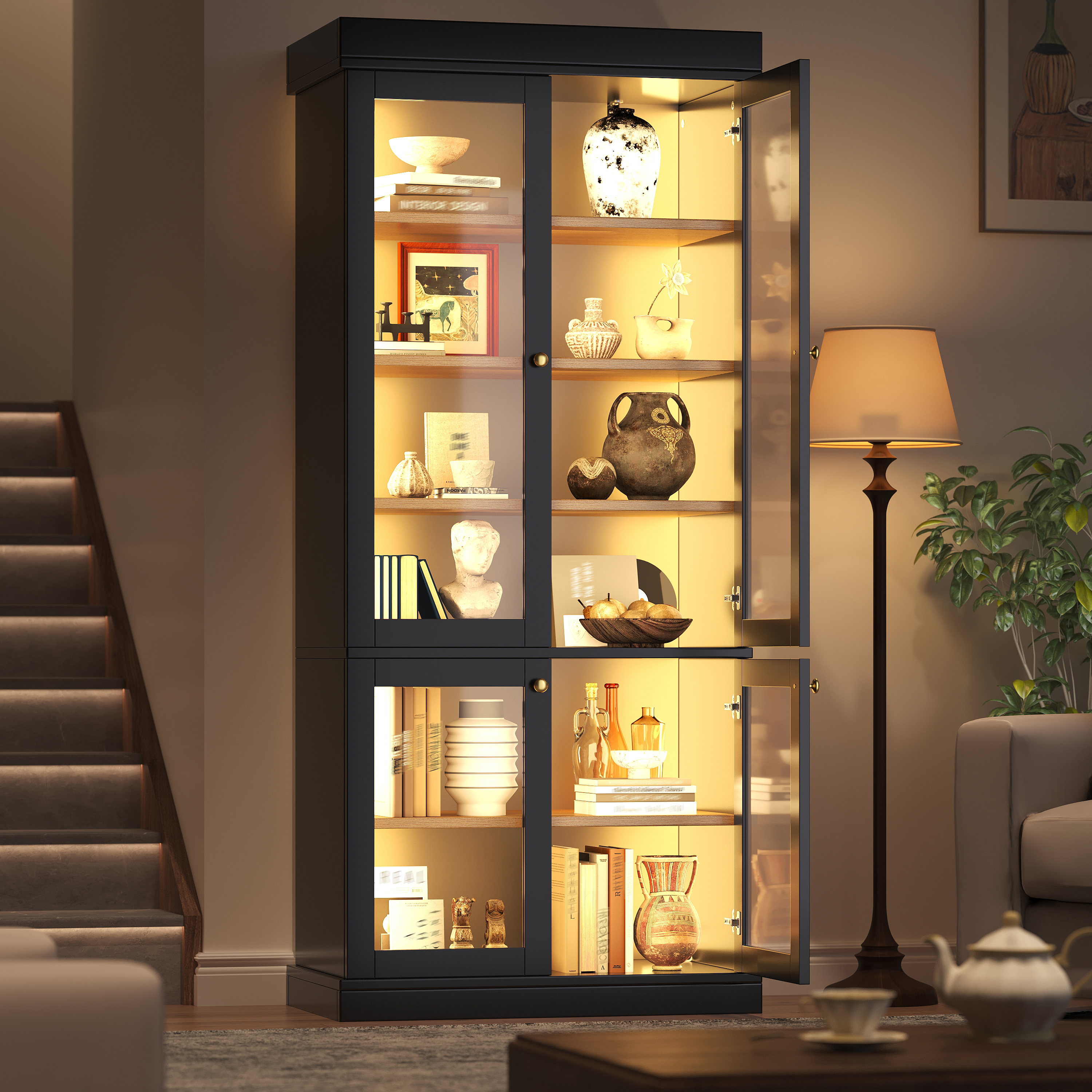 Modern Freestanding Cabinet With Integrated LED Mood Lighting, Glass Display — image 3