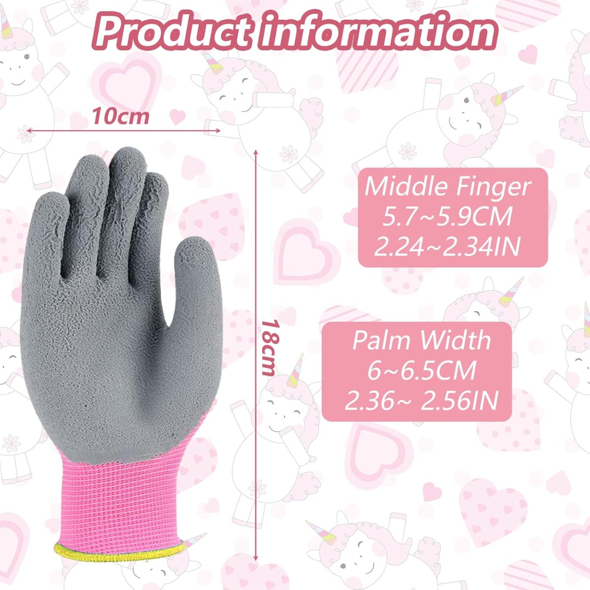 3 Pairs Of Small Gardening Gloves – Stretchy Fit, With Unicorn And Flower Patterns, For Outdoor Activities 3