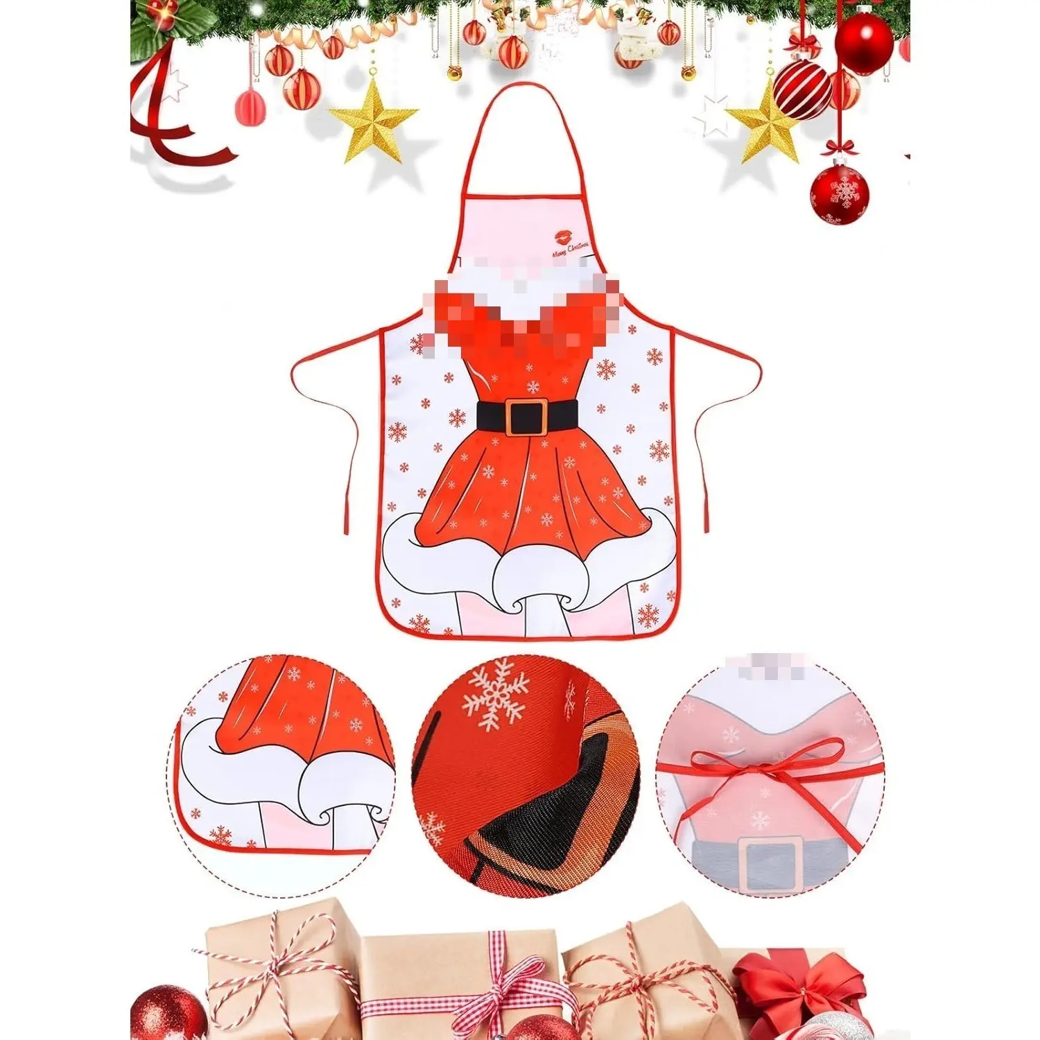2-Pack Christmas Apron, Funny Santa Claus Red