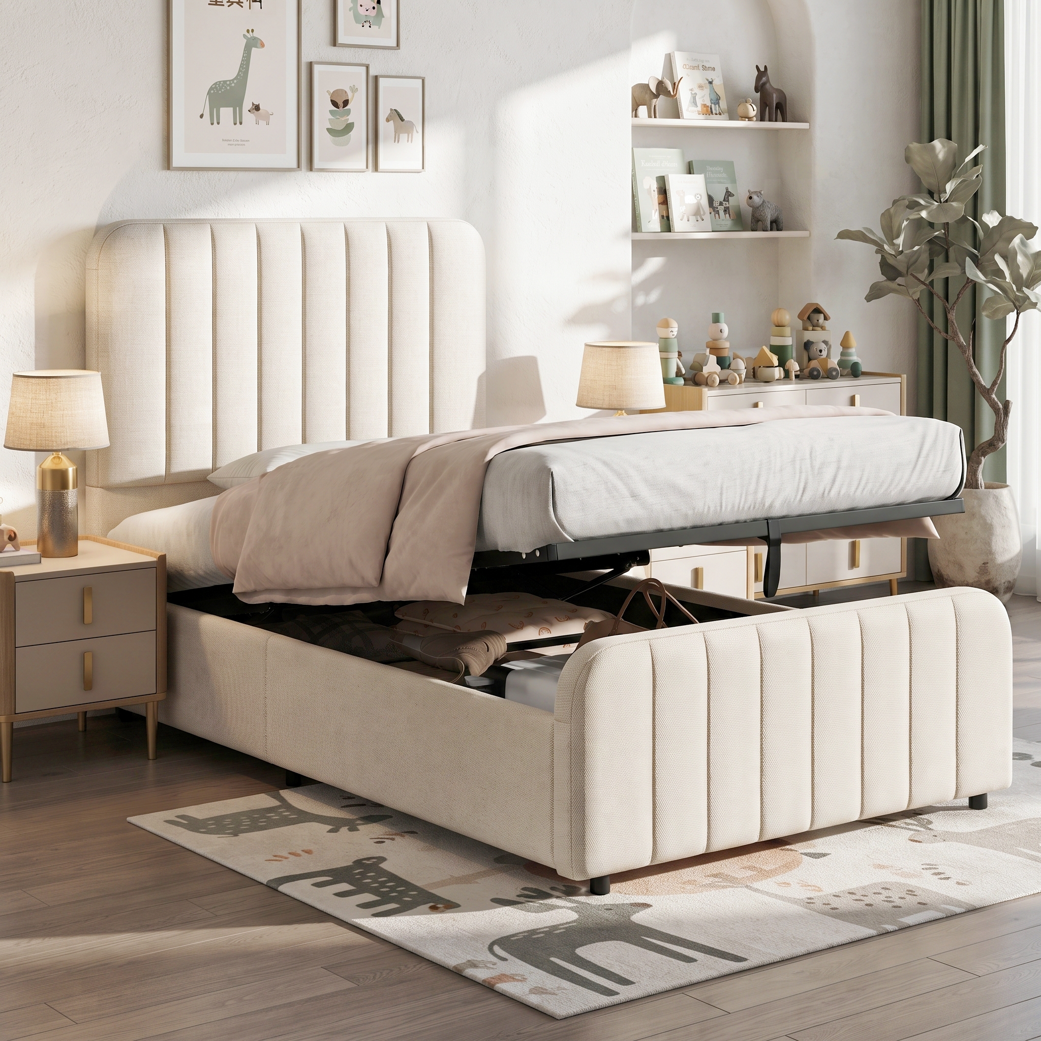 Modern Upholstered Storage Bed 3FT Single 90 X 190 Cm Hydraulic Ottoman Frame — image 2