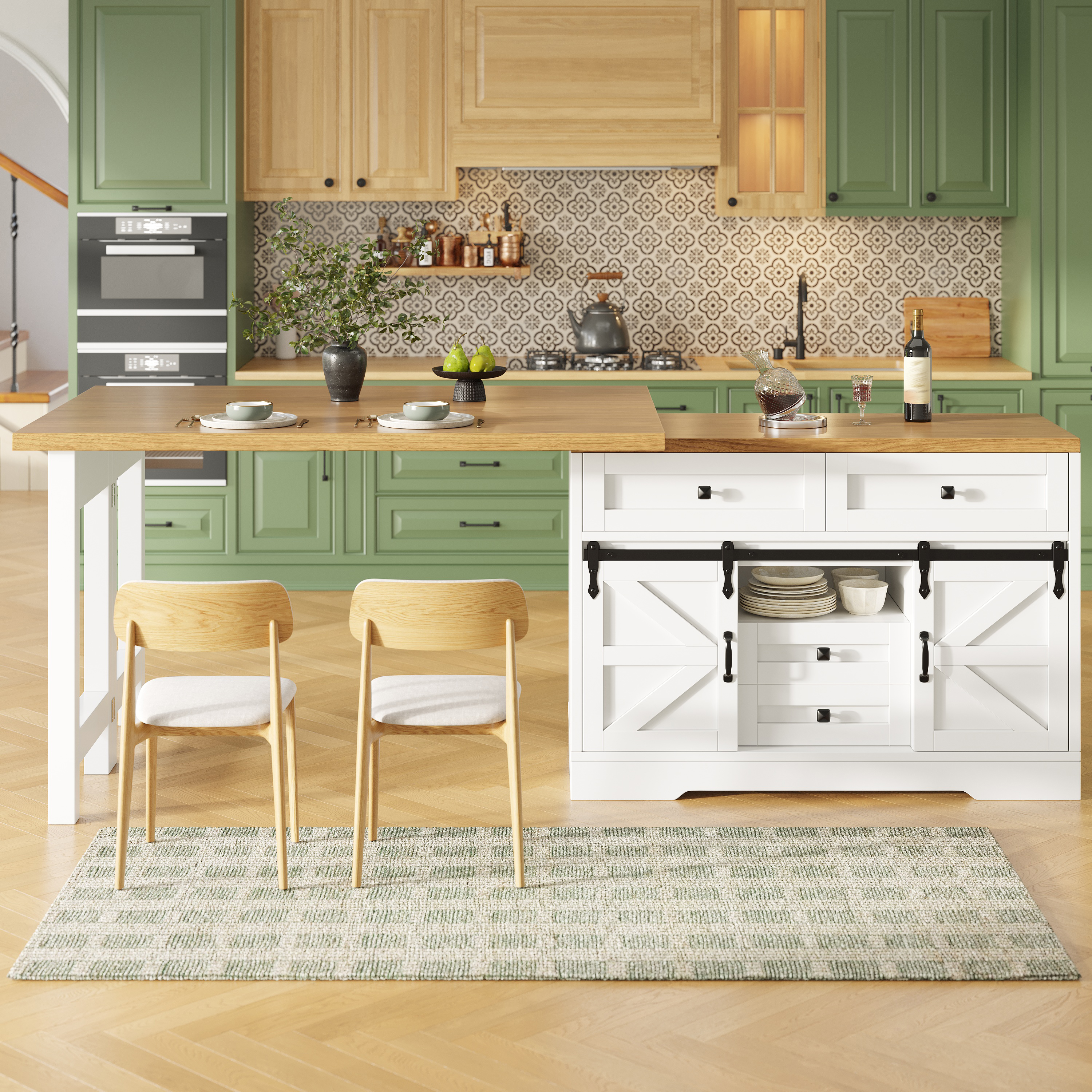 Extendable Sideboard & Dining Table Combo, Kitchen Storage Cabinet — image 5