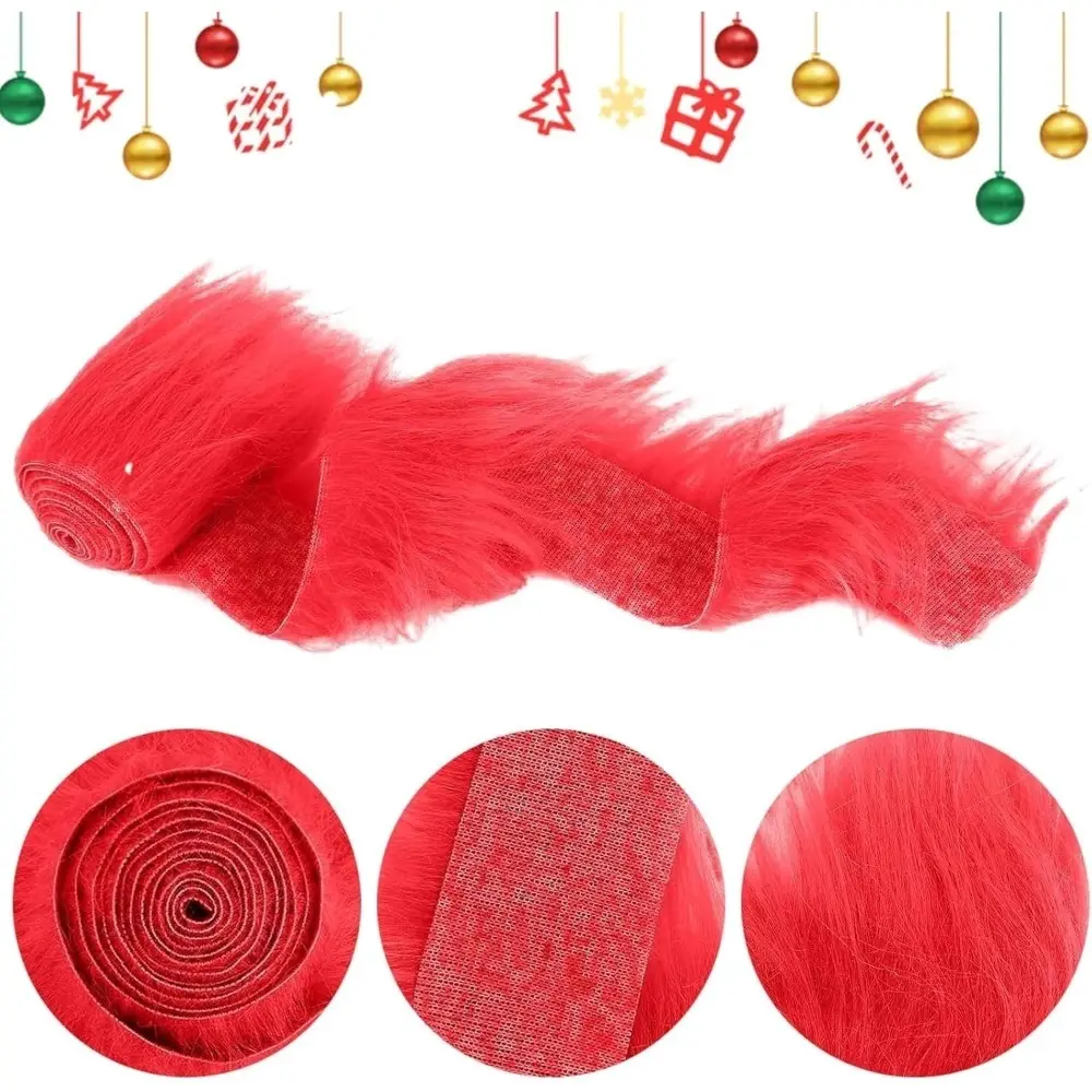 2 X Christmas Ribbon, Shaggy Faux Fur