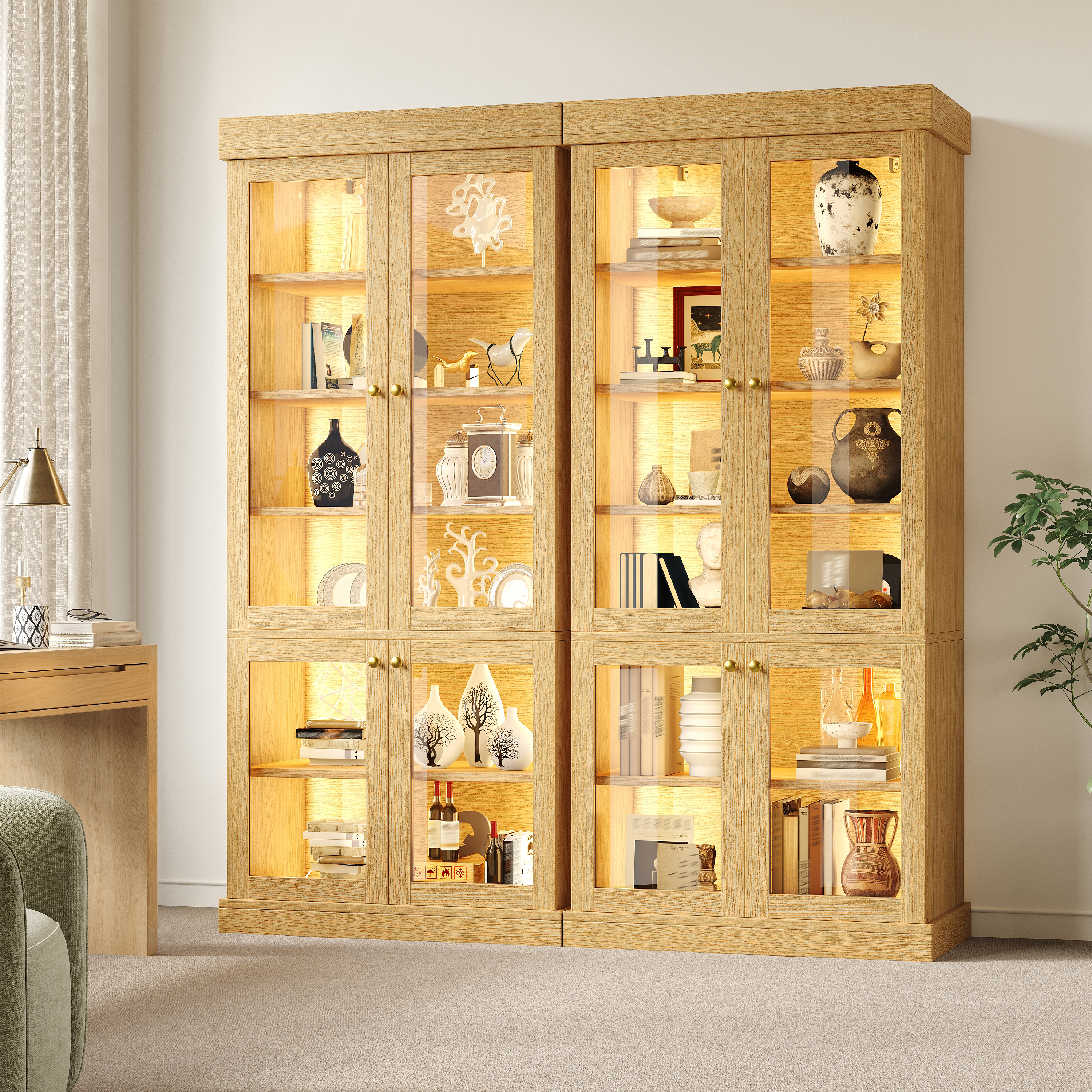 Modern Freestanding Cabinet With Integrated LED Mood Lighting, Glass Display — image 2