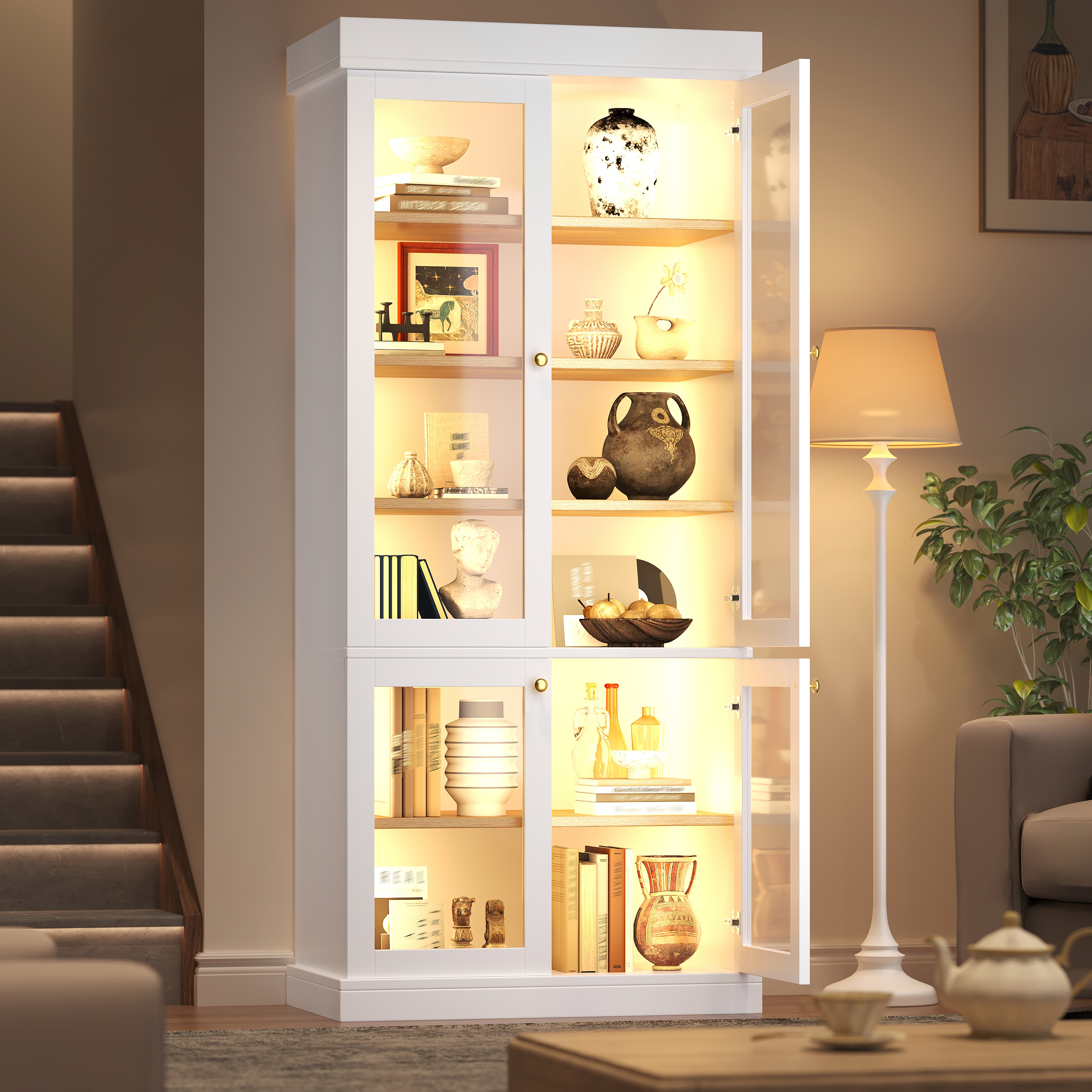 Modern Freestanding Cabinet With Integrated LED Mood Lighting, Glass Display — image 2