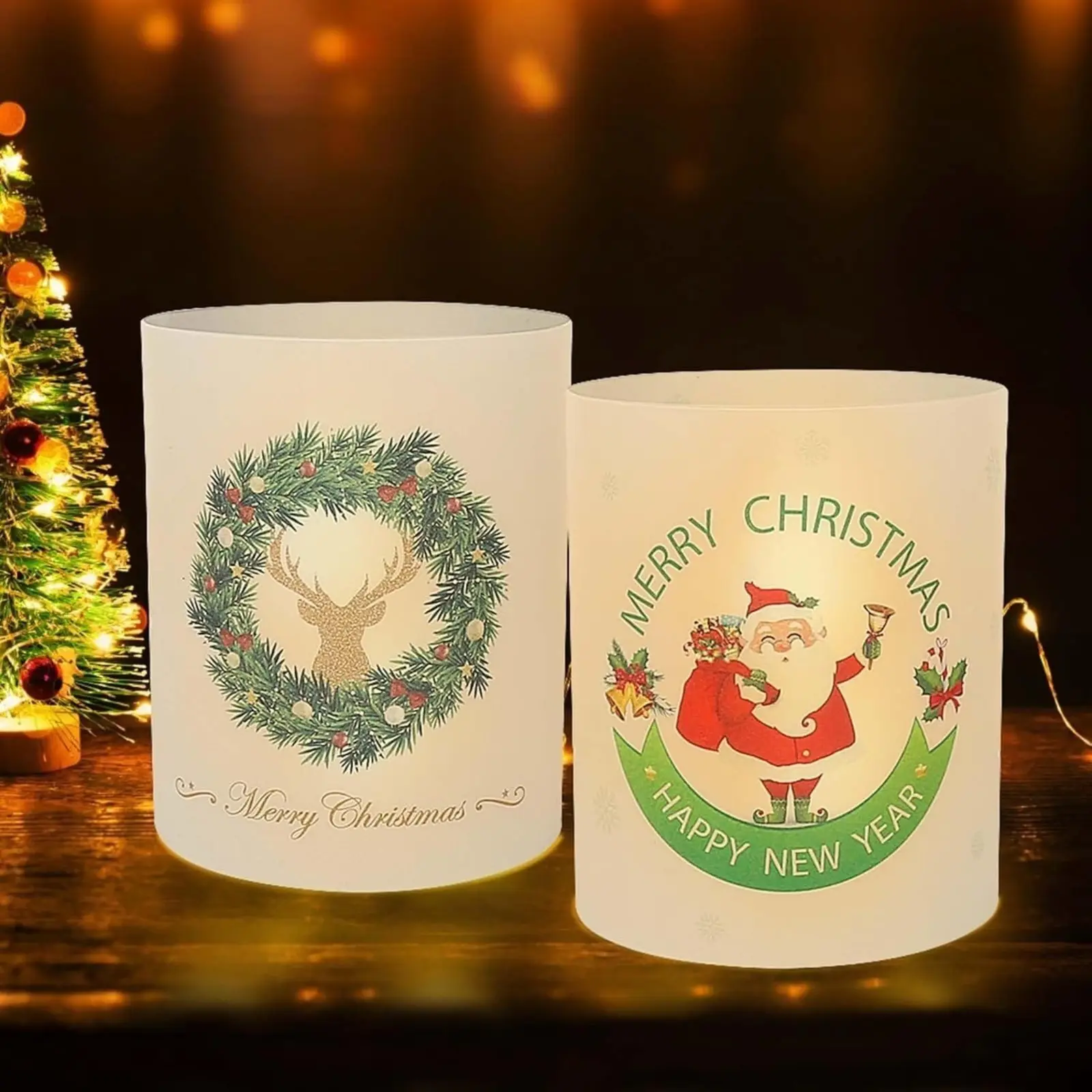 Set Of 12 Christmas Lanterns, Table Decorations