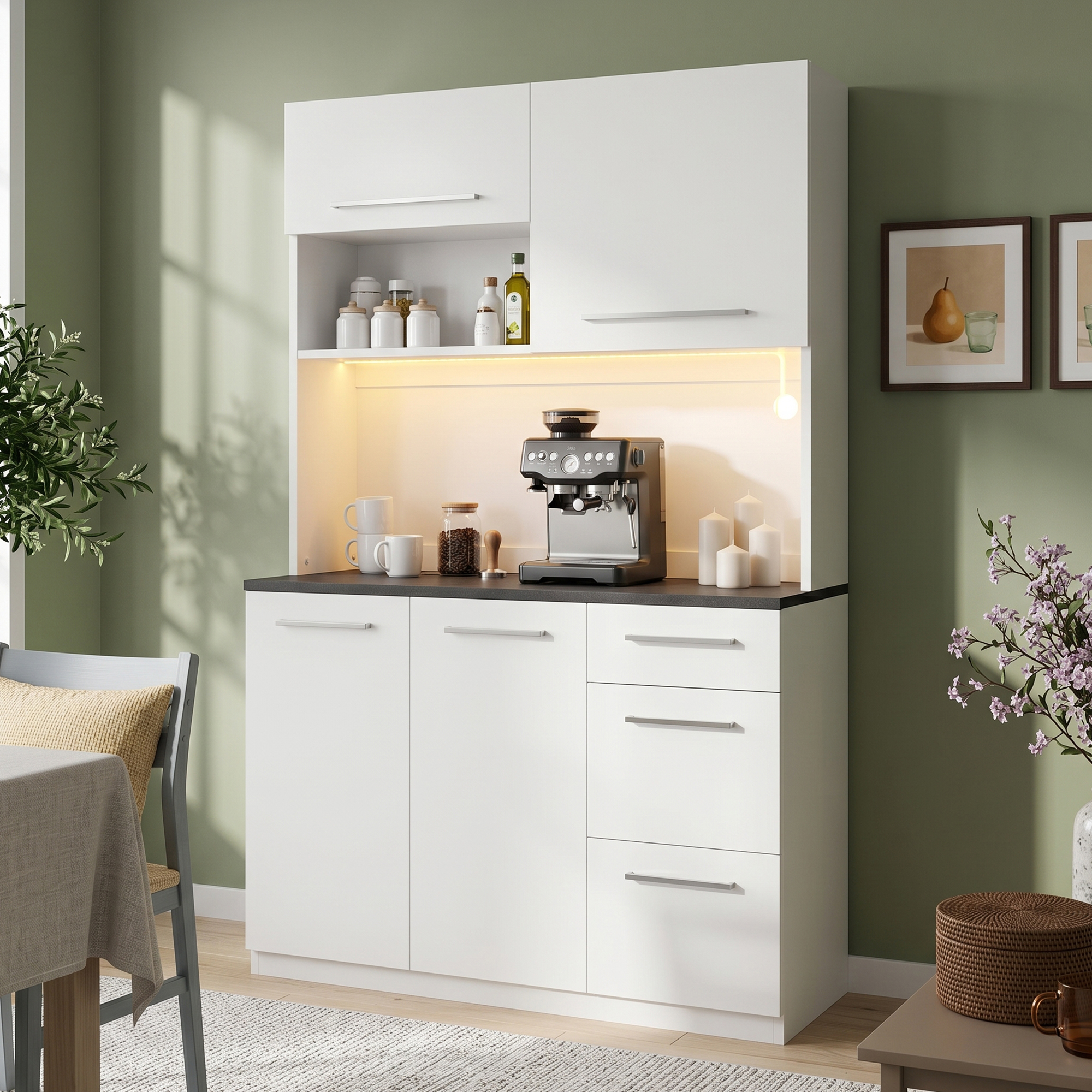 Sideboard, Dining Room Tall Cabinet 120x40x180 Cm, Multi-tiered Storage Space — image 3