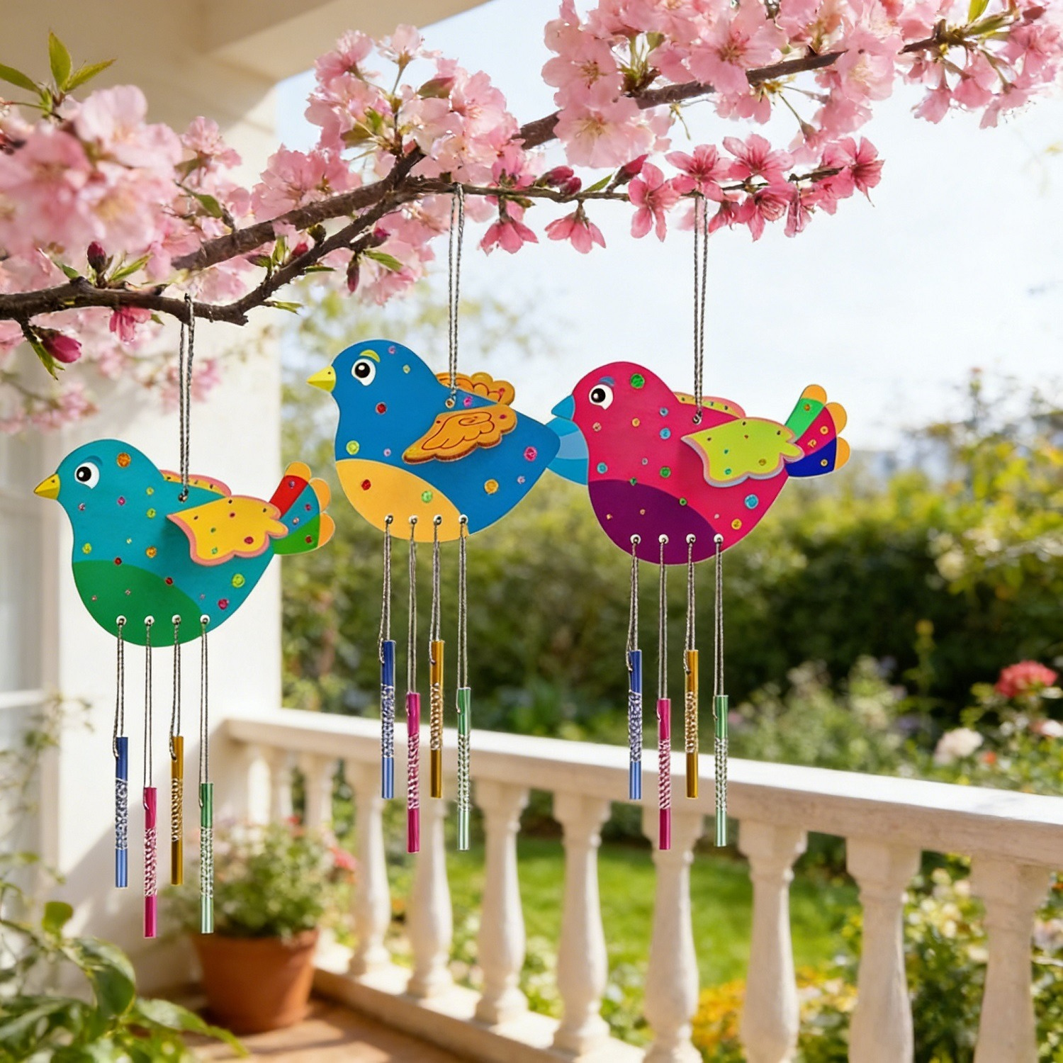 Kit de fabrication de carillons éoliens de 35 pièces avec motifs d'oiseaux 3d